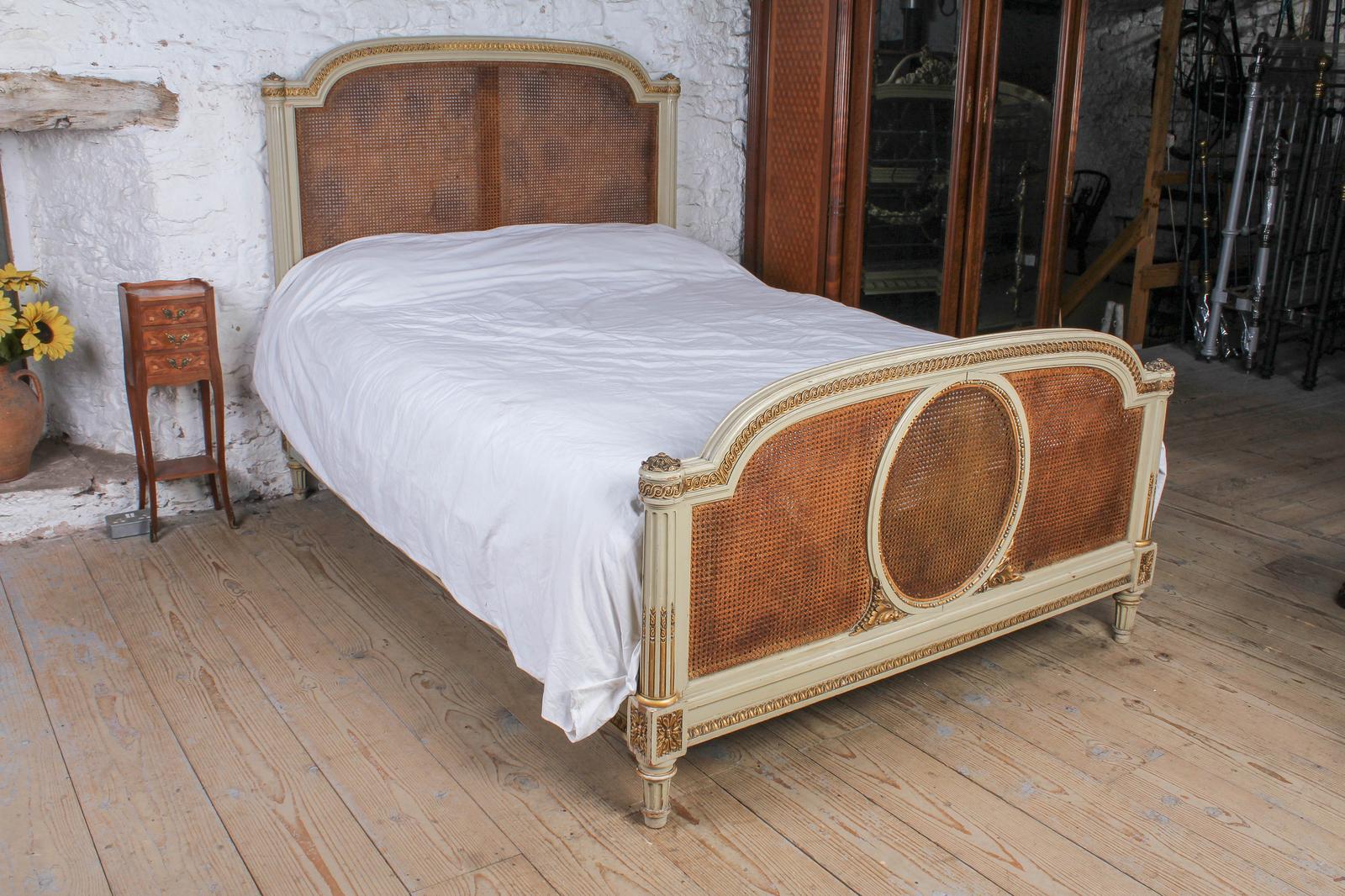 Lovely French Carved & Caned King Size Bed (1 of 7)