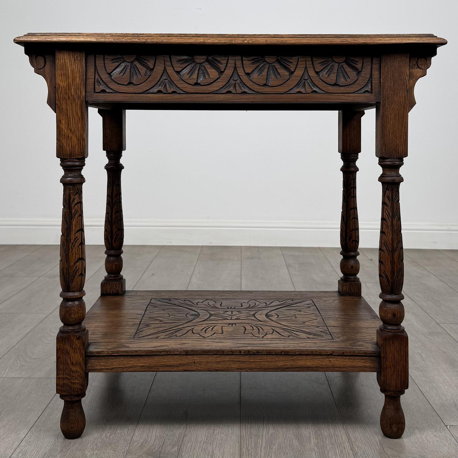 Antique 20th Century Edwardian Carved Oak Side Table (1 of 9) Antique 20th Century Edwardian Carved Oak Side Table (1 of 9)