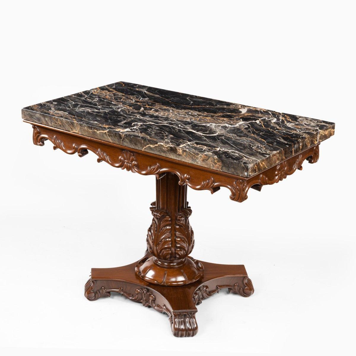 Anglo Indian Mahogany Table with Nero Portoro Marble Top by White & Co Calcutta (1 of 6)