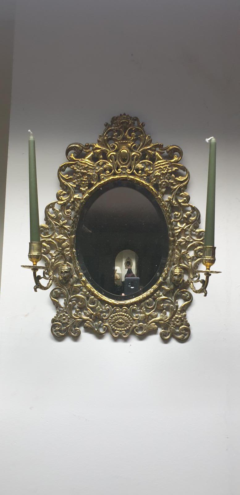 Victorian Brass Wall Mirror (1 of 1)