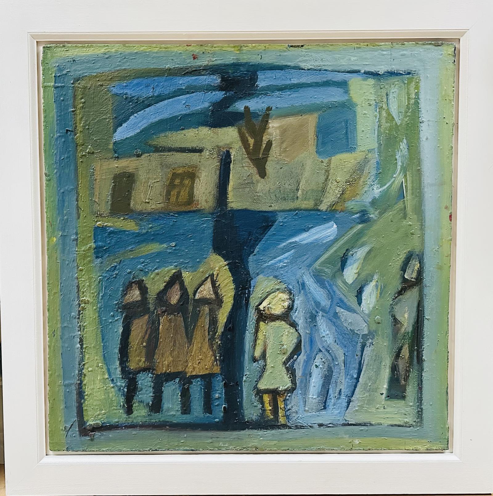 Original Oil on Board ''figures in the Street' by Doreen Heaton Potworowski. 1930-2014. (1 of 2)