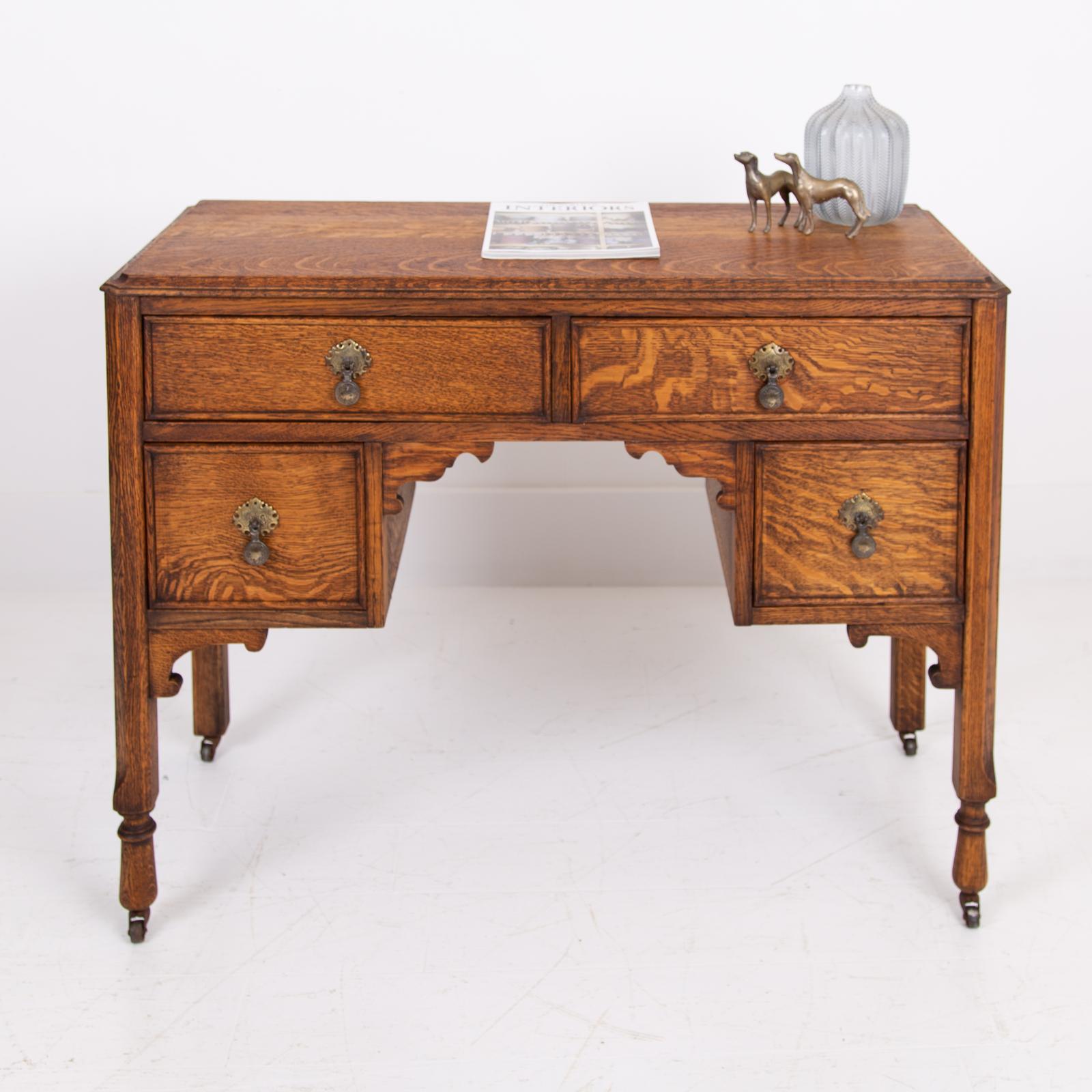 Antique Golden English Oak Desk Console 1915 (1 of 16) Antique Golden English Oak Desk Console 1915 (1 of 16)