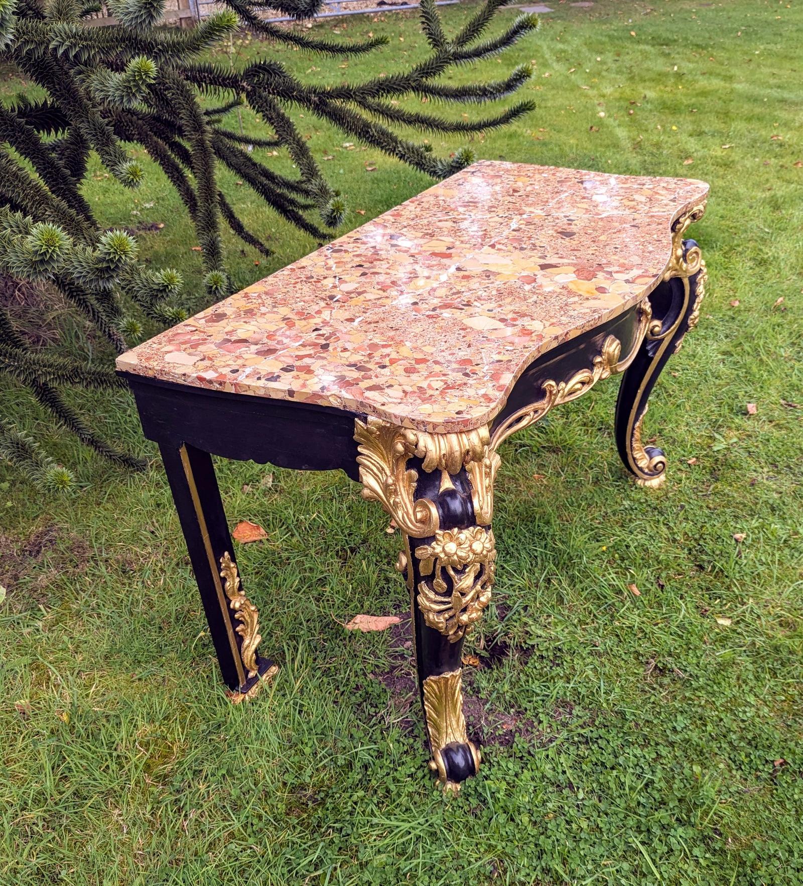 Rococo Gilt Console Shaped Breche D Alep Marble (1 of 10) Rococo Gilt Console Shaped Breche D Alep Marble (1 of 10)