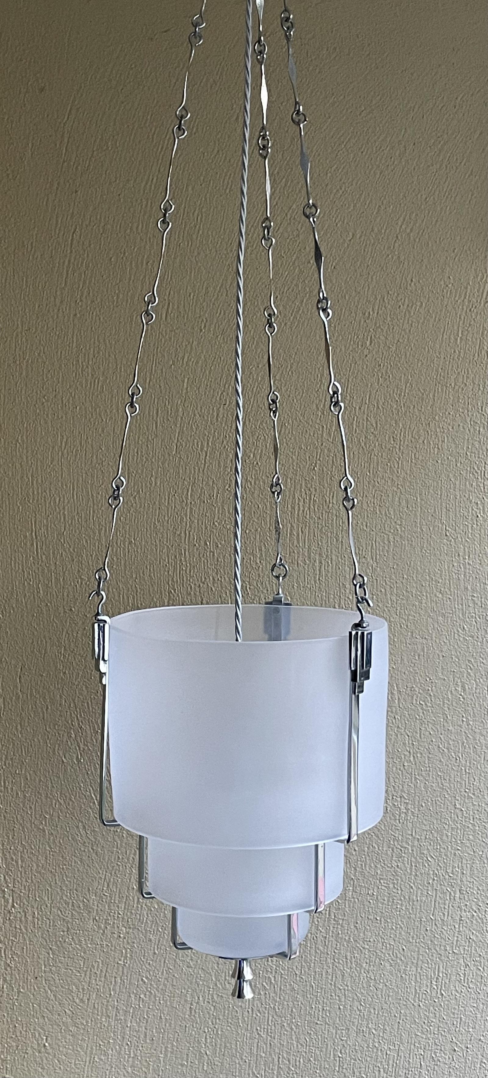 Art Deco Chrome & Glass Ceiling Light (1 of 5)