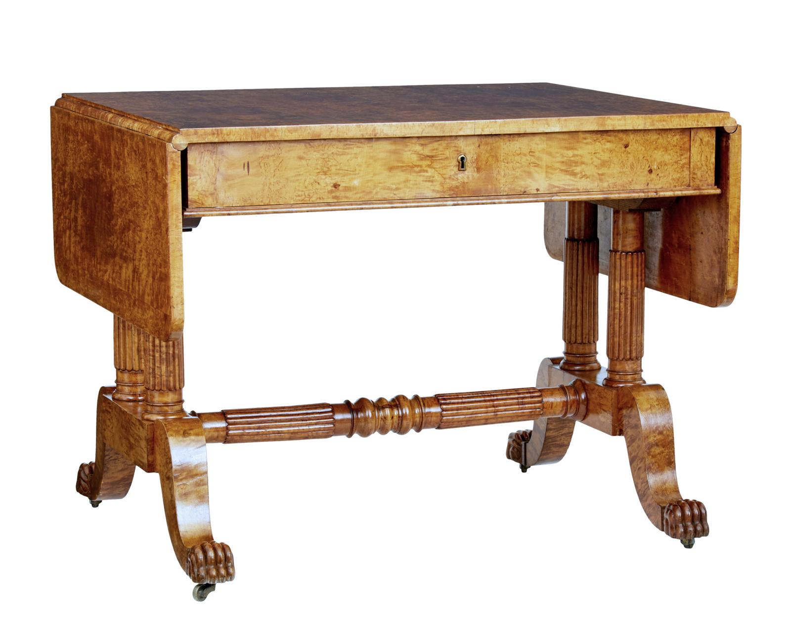 19th Century Burr Birch Biedermeier Sofa Table (1 of 11) 19th Century Burr Birch Biedermeier Sofa Table (1 of 11)