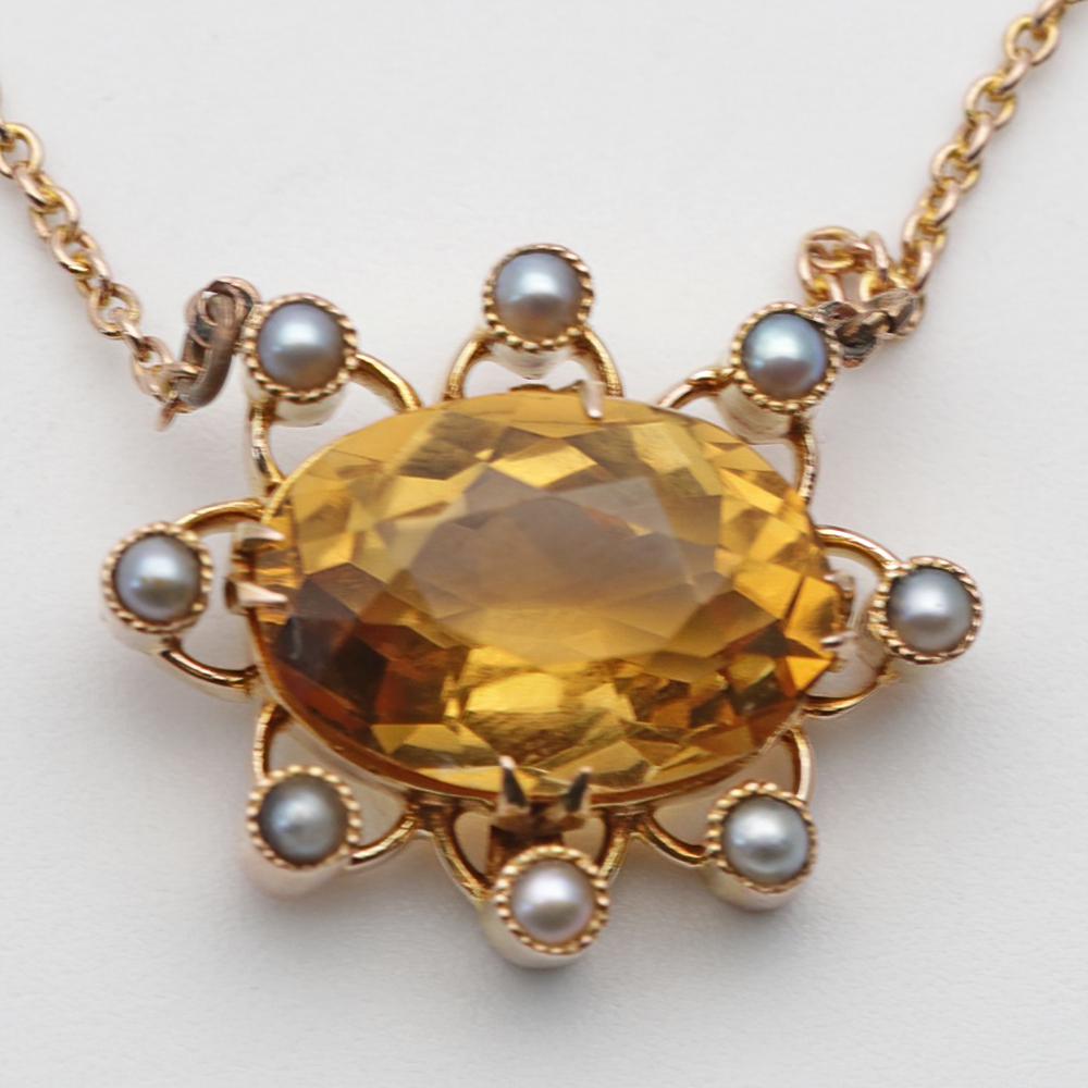Edwardian Gold & Citrine Pendant (1 of 3)