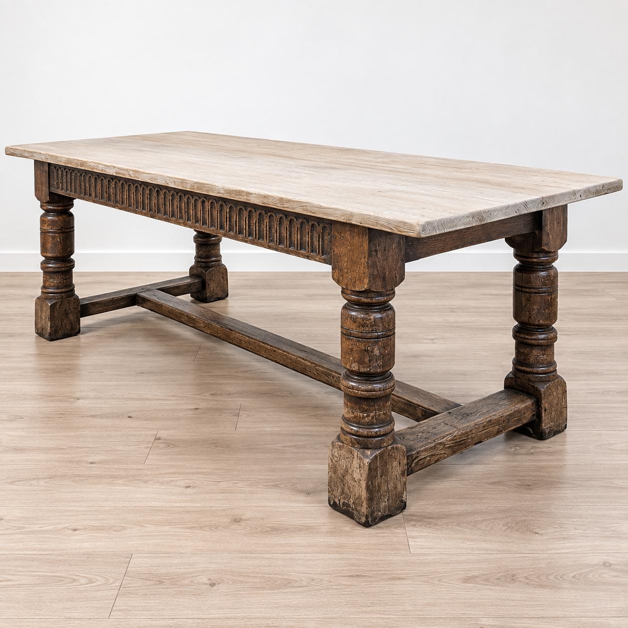 Large Oak Dining Table with Bleached Top (1 of 6) Large Oak Dining Table with Bleached Top (1 of 6)