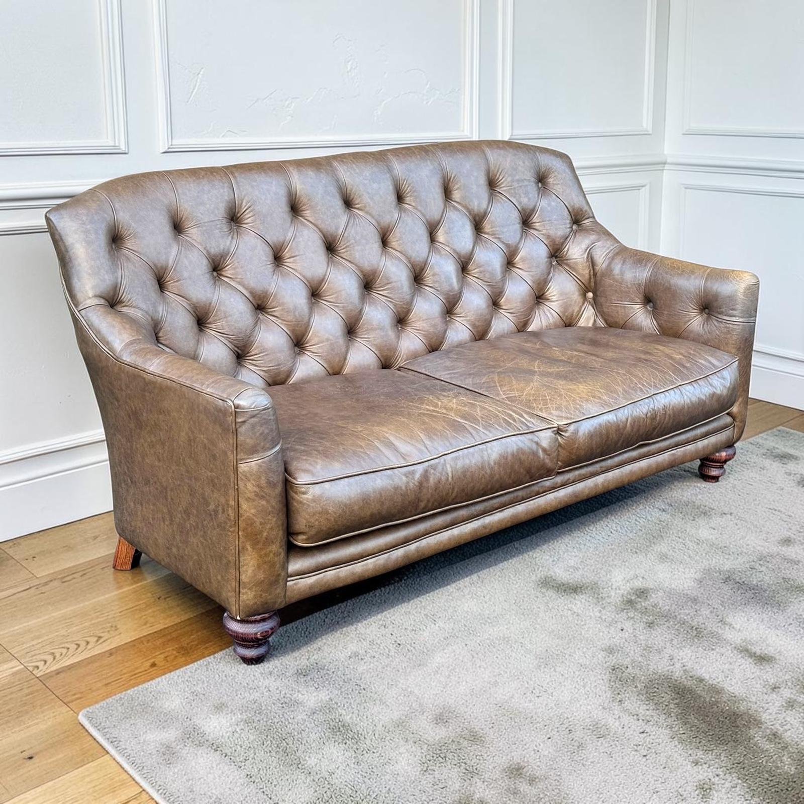 Brown Leather Chesterfield Sofa - Authentic Furniture (1 of 12) Brown Leather Chesterfield Sofa - Authentic Furniture (1 of 12)