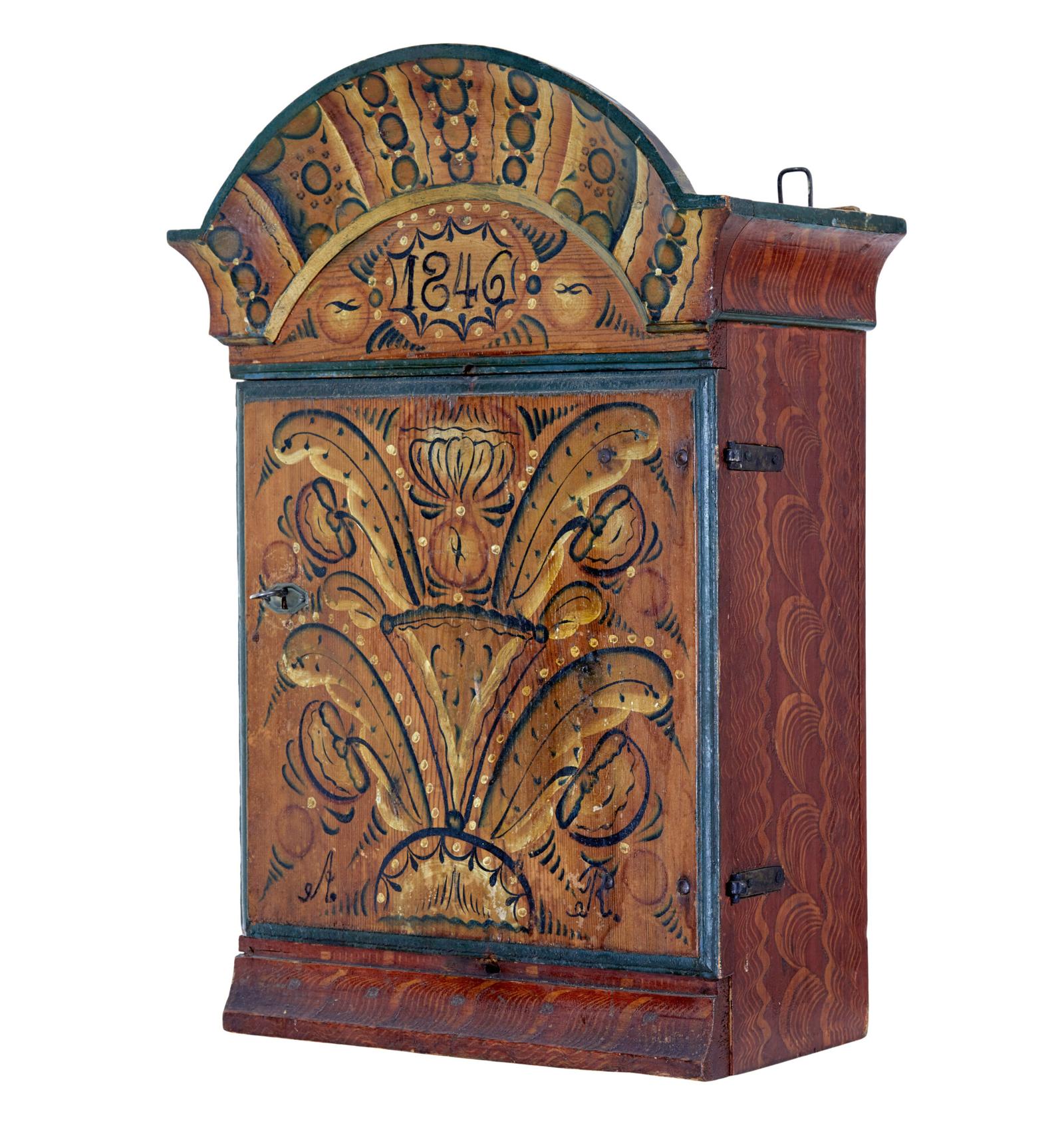 Hand Painted Mid 19th Century Swedish Wall Cabinet (1 of 10)