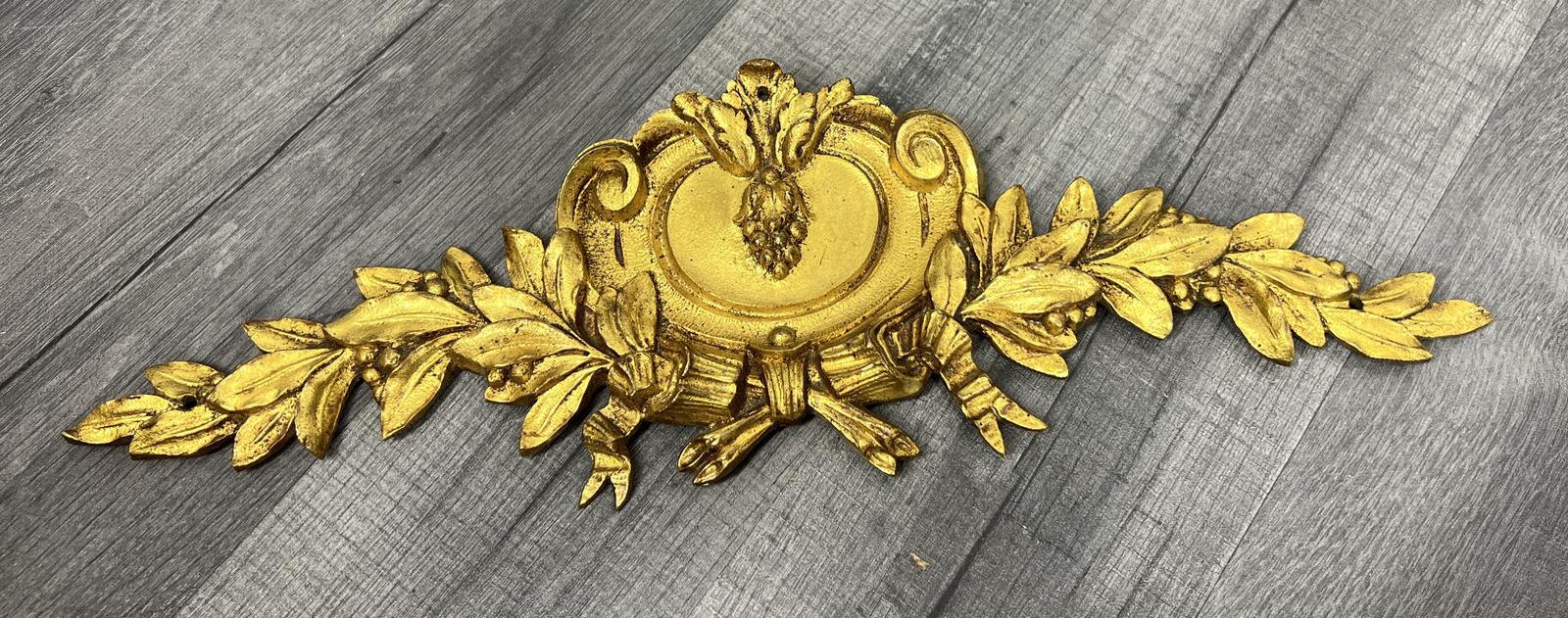 Pediment Antique French Metal Gilt Laurel Decoration (1 of 6)