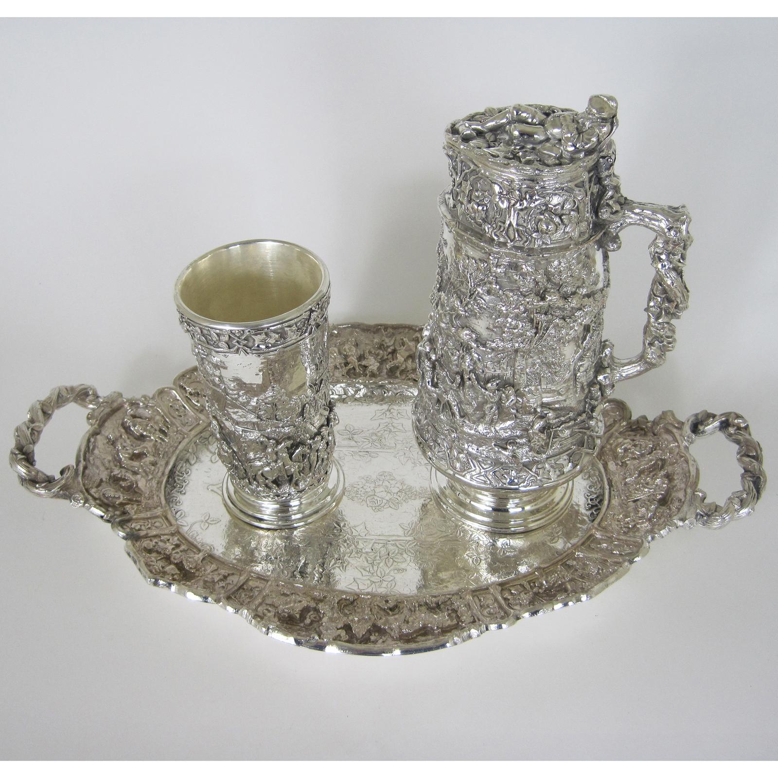 Victorian 3 Piece Silver Plated Electro Formed Beer Drinking Set (1 of 17)