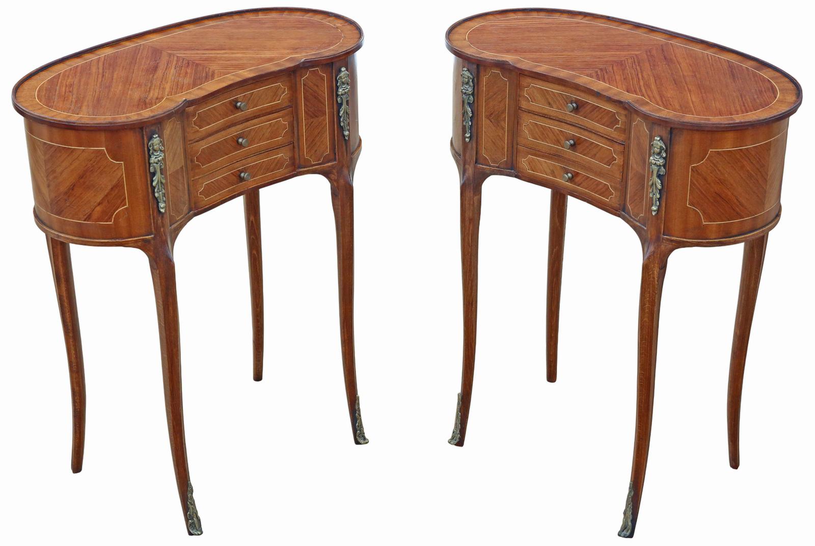 Antique Pair of Kidney-shaped Inlaid Veneer Bedside Tables / Cupboards – Fine Quality Nightstands c.1925 (1 of 11) Antique Pair of Kidney-shaped Inlaid Veneer Bedside Tables / Cupboards – Fine Quality Nightstands c.1925 (1 of 11)