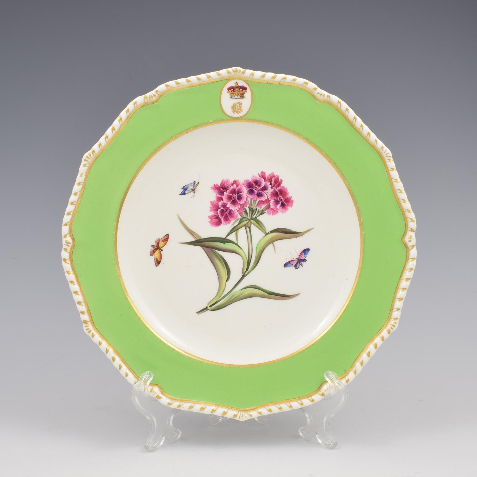 Fine Regency Bloor Derby Porcelain Marquess Armorial Botanical Dessert Plate Sweet William c.1825 (1 of 9) Fine Regency Bloor Derby Porcelain Marquess Armorial Botanical Dessert Plate Sweet William c.1825 (1 of 9)