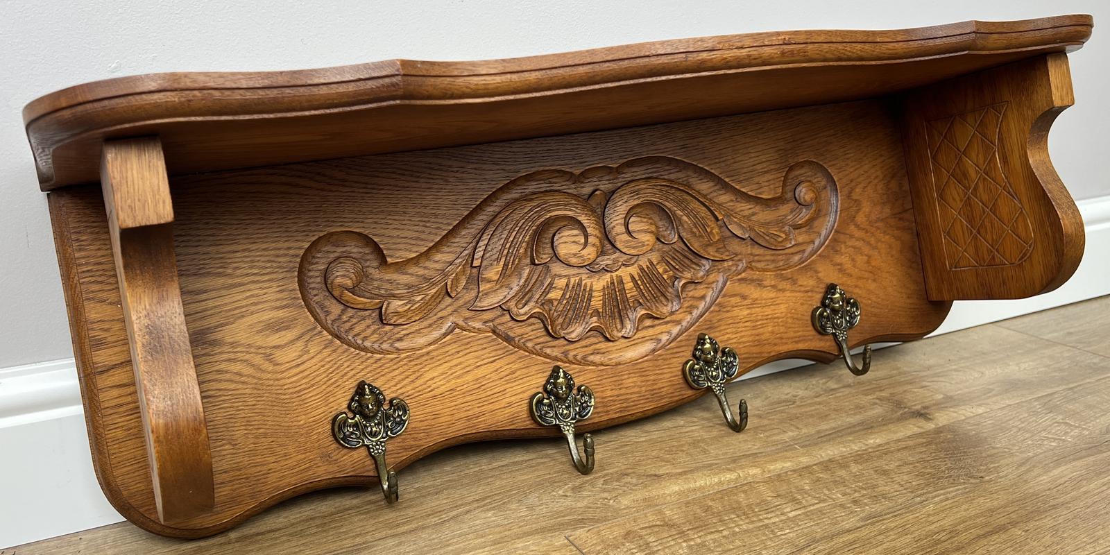 Coat Rack Vintage French Oak Wall Mounted 4 Hooks Hanger (1 of 12) Coat Rack Vintage French Oak Wall Mounted 4 Hooks Hanger (1 of 12)
