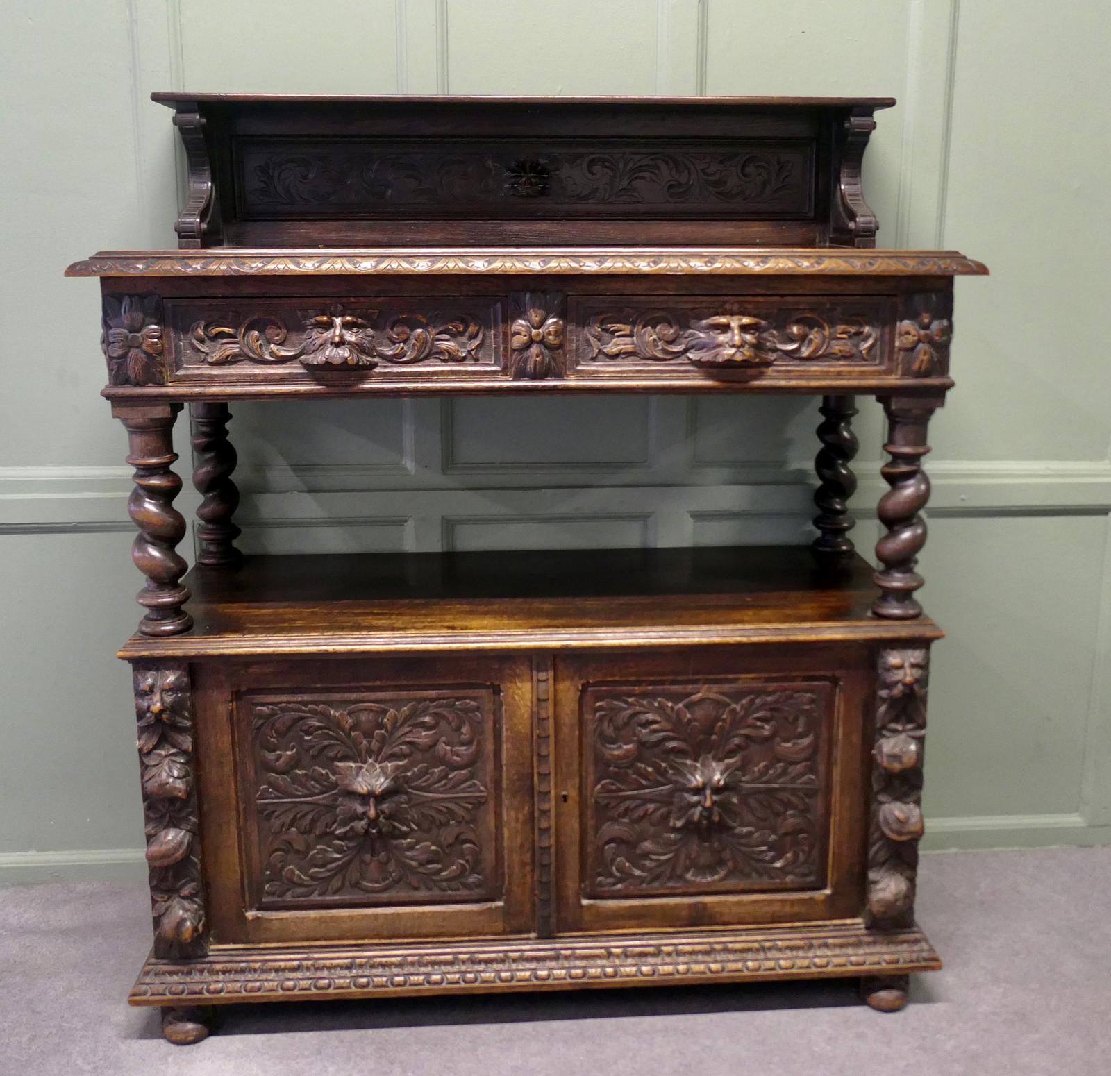 Superbly Carved Green Man Oak Side Board or Buffet (1 of 6)
