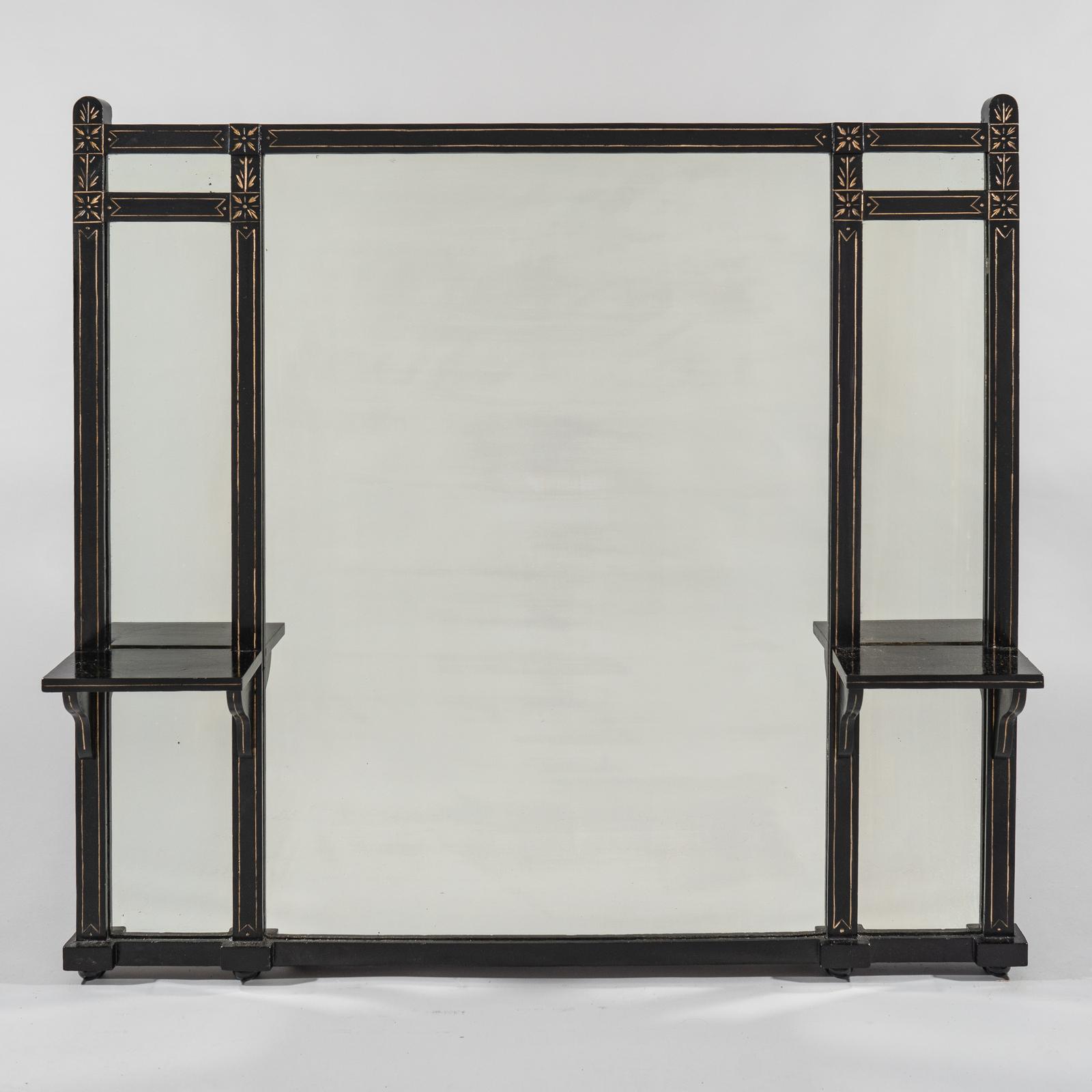 Large 19th Century Victorian English Ebonised & Parcel - Gilt Overmantle Mirror (1 of 6) Large 19th Century Victorian English Ebonised & Parcel - Gilt Overmantle Mirror (1 of 6)