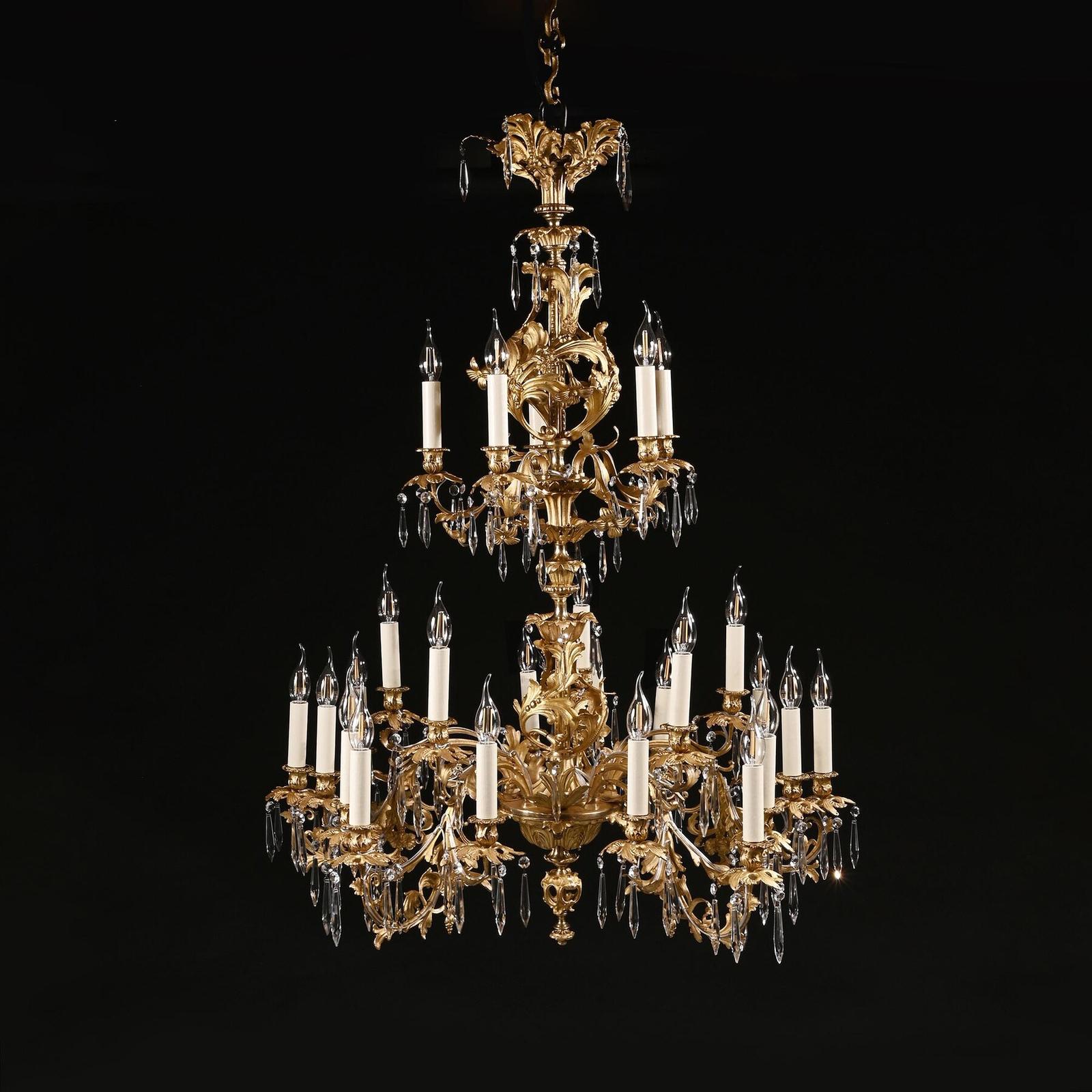 Louis XV Style Gilt Bronze & Cut Glass 25 Light Chandelier Late 19th Century (1 of 6)