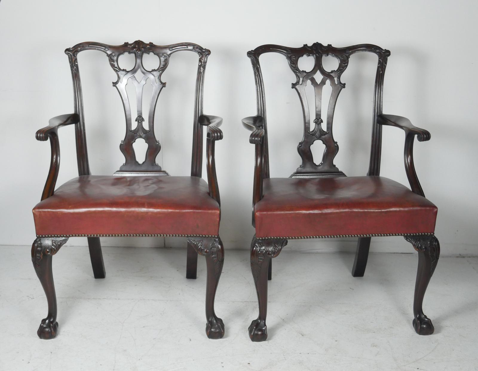 Pair of 19th Century Chippendale Style Armchairs (1 of 10)