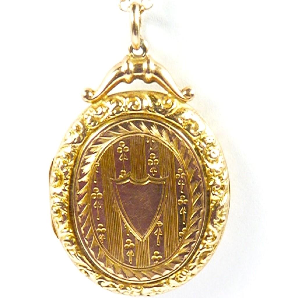 Solid Gold Antique Locket & 18 inch 9ct Necklace (1 of 11)