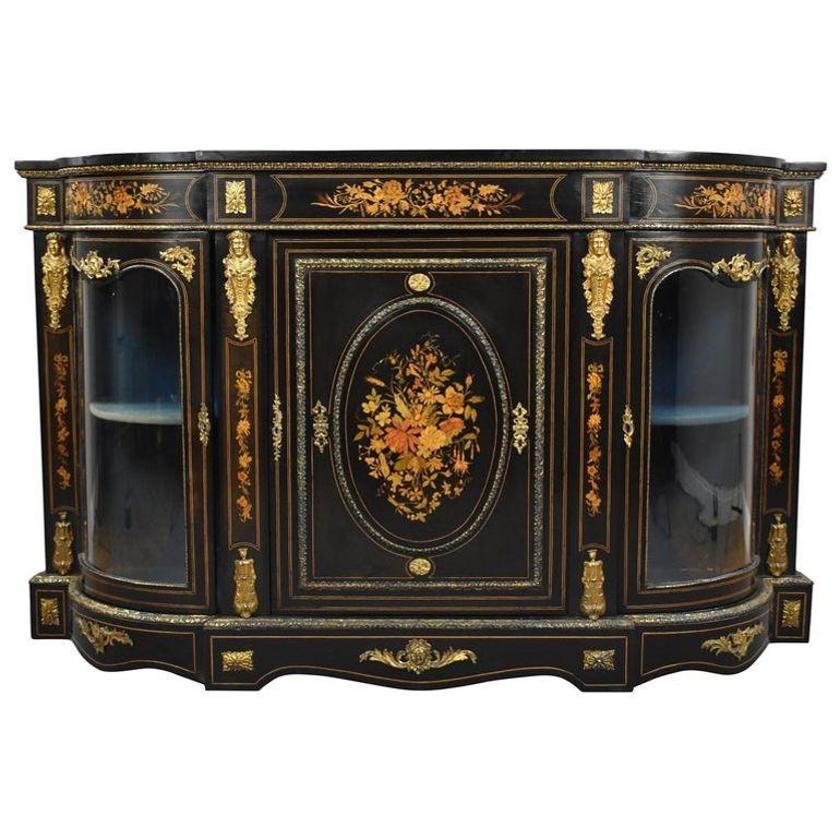 Victorian Ebonised Marquetry Credenza (1 of 14)