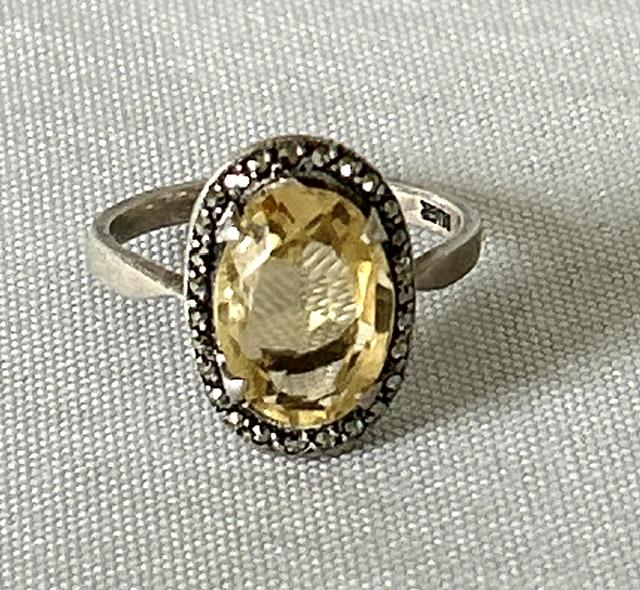 Silver, Citrine & Marcasite Dress Ring (1 of 5) Silver, Citrine & Marcasite Dress Ring (1 of 5)