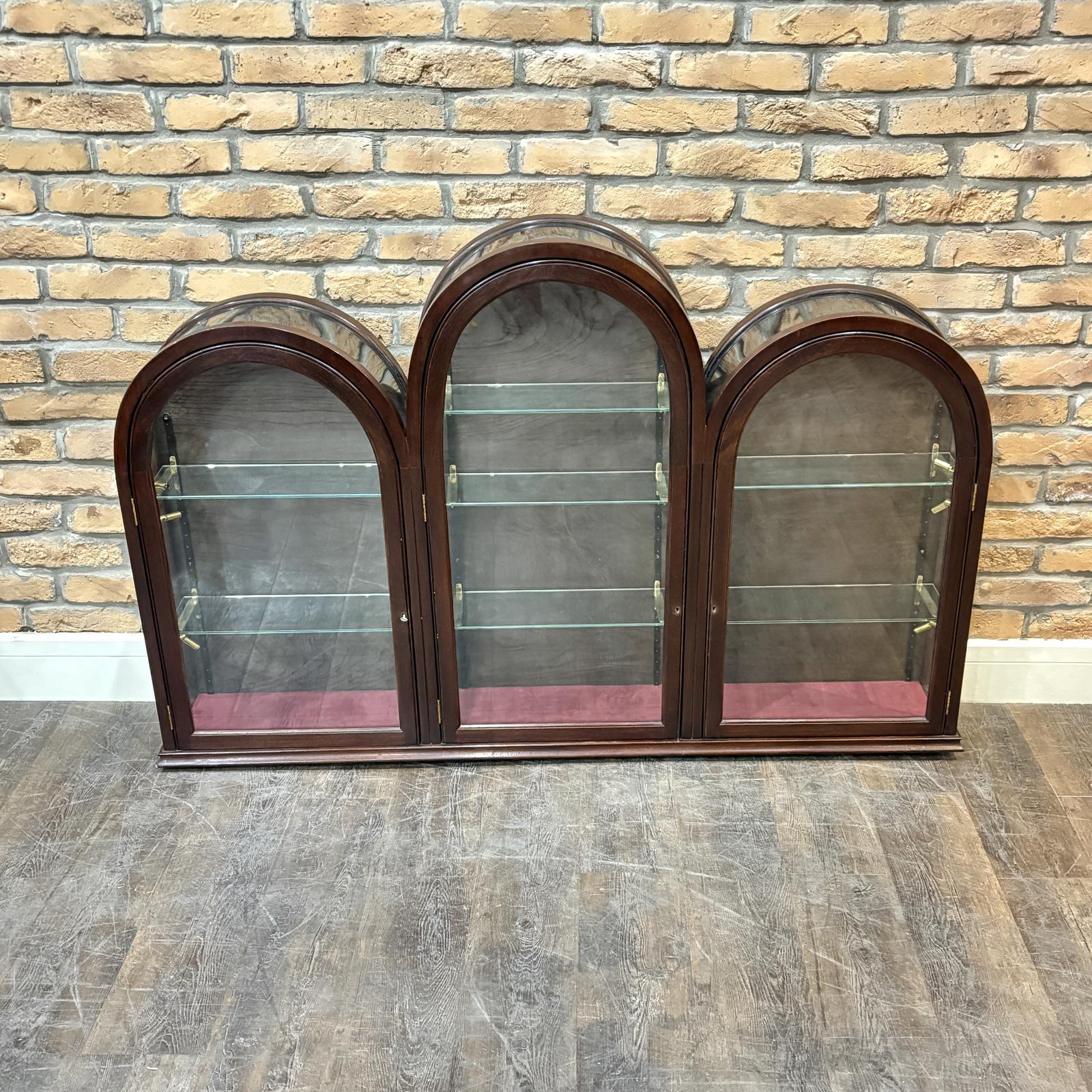 1970s Triple Bow Top Glass Shop Display Cabinet (1 of 4)