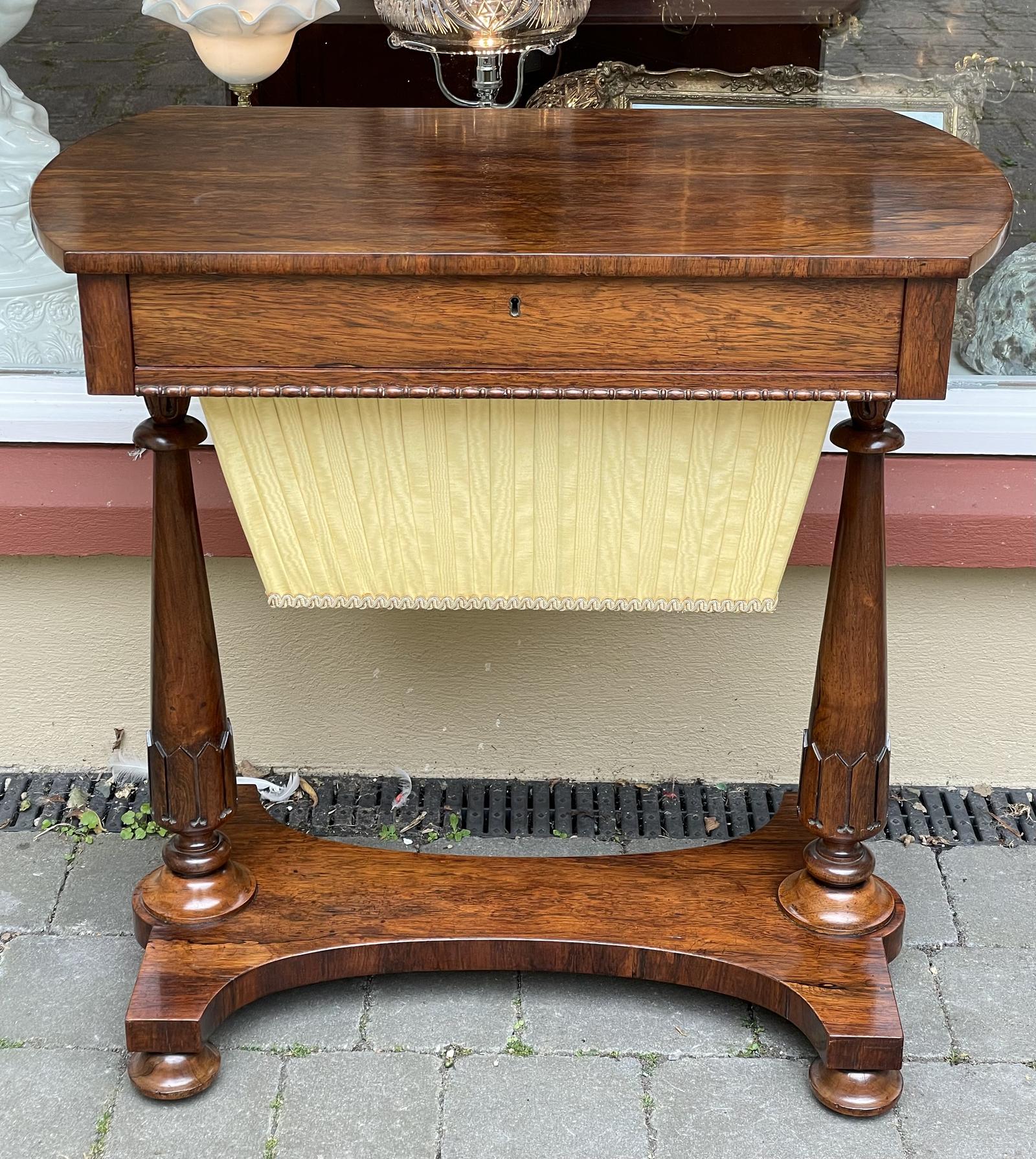 Early Victorian Rosewood Sewing Table, Manner of Gillows (1 of 8)