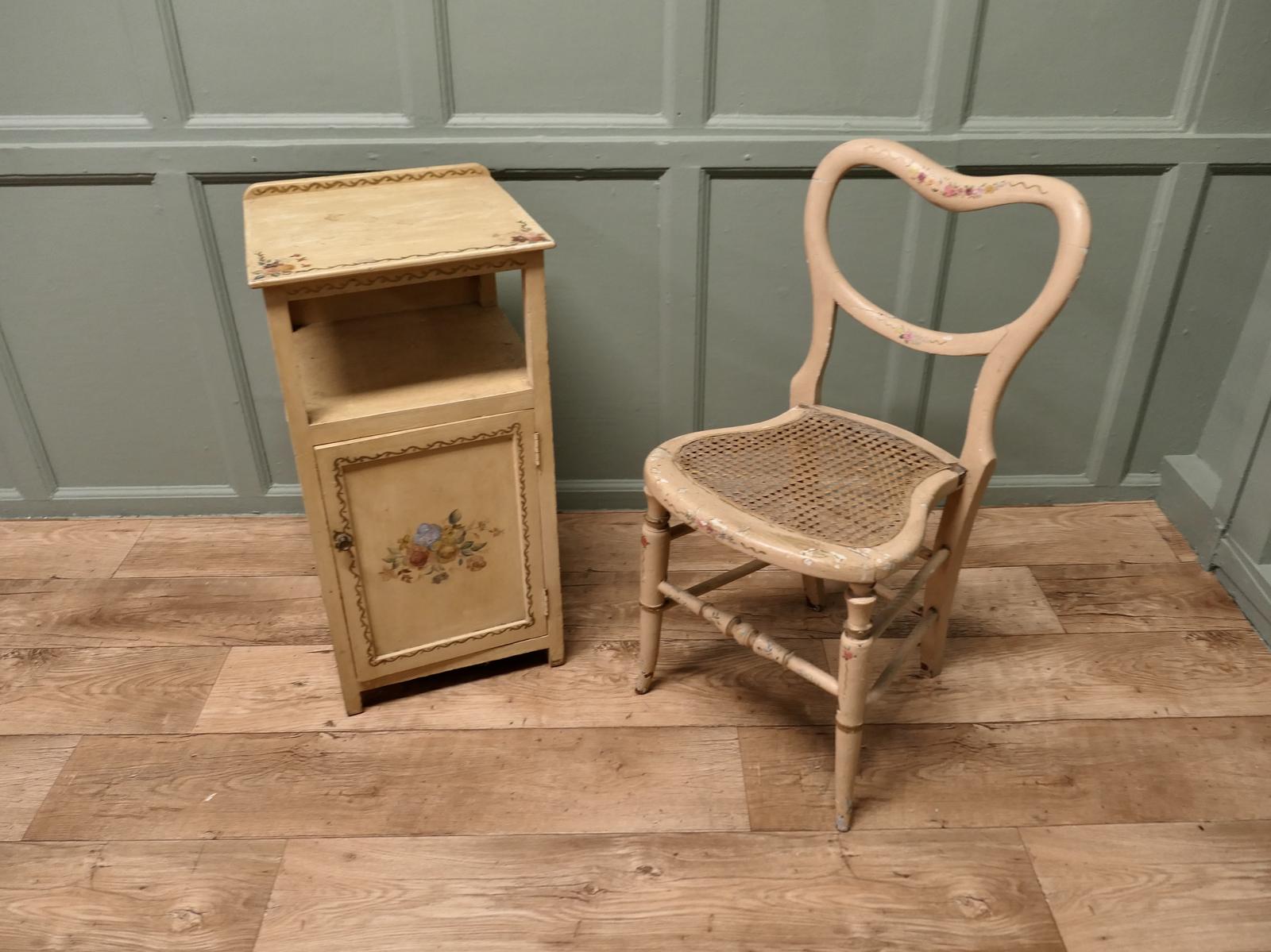 Hand Painted Bedside Cupboard & Balloon Back Chair (1 of 6) Hand Painted Bedside Cupboard & Balloon Back Chair (1 of 6)