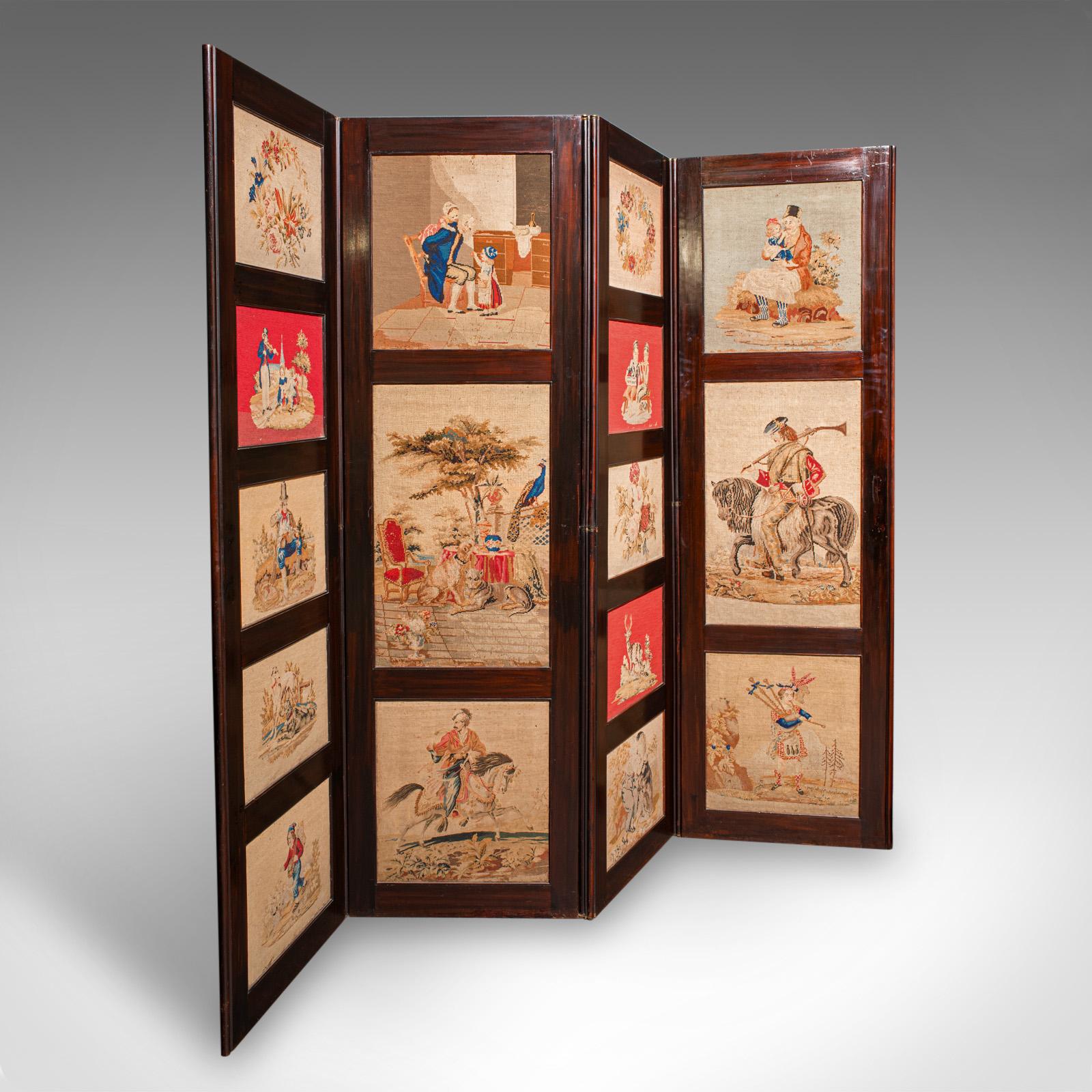 6' 7" Tall Antique Room Divider, English, Needlepoint, Privacy Screen, Regency (1 of 11)