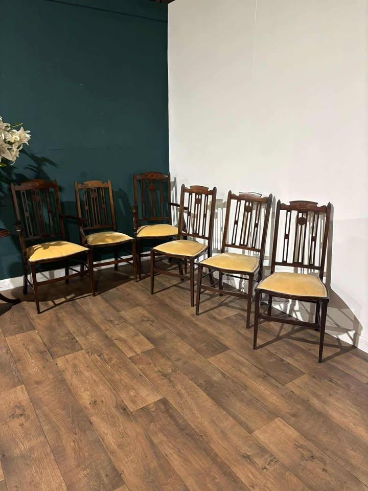 Edwardian Set of Six Mahogany Inlaid Dining Chairs (1 of 15) Edwardian Set of Six Mahogany Inlaid Dining Chairs (1 of 15)