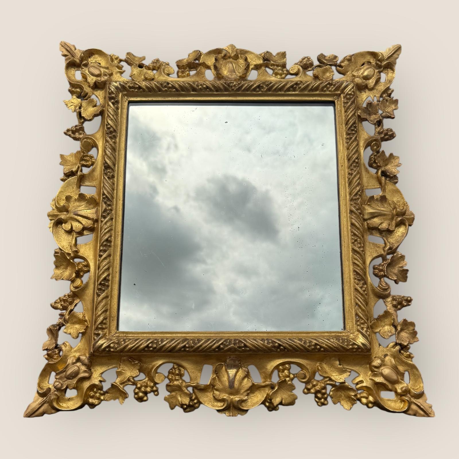 Antique Victorian Ornate & Floral Carved Small Giltwood Rectangular Wall Mirror (1 of 12)