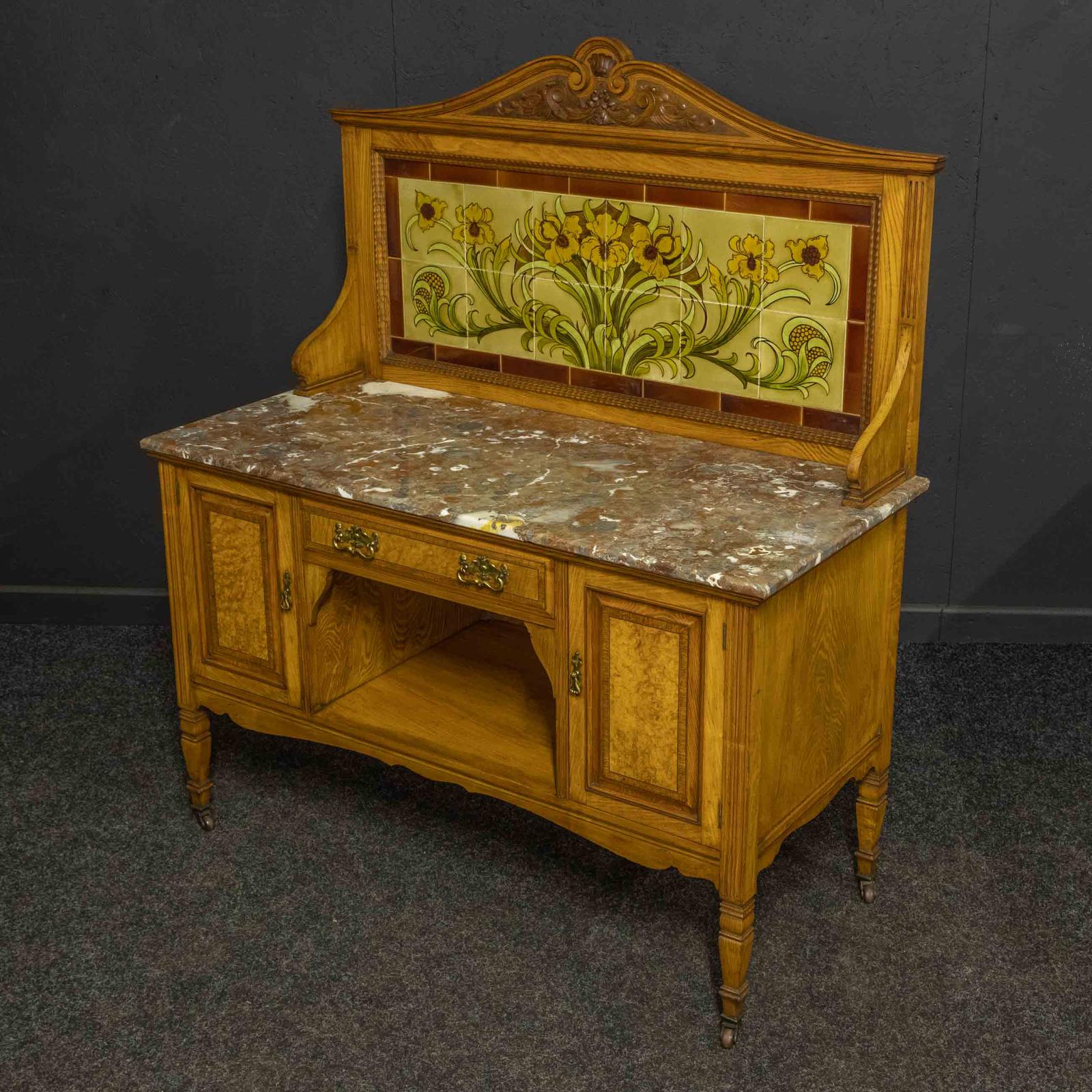 Antique Pollard Oak Veneered Washstand (1 of 14) Antique Pollard Oak Veneered Washstand (1 of 14)