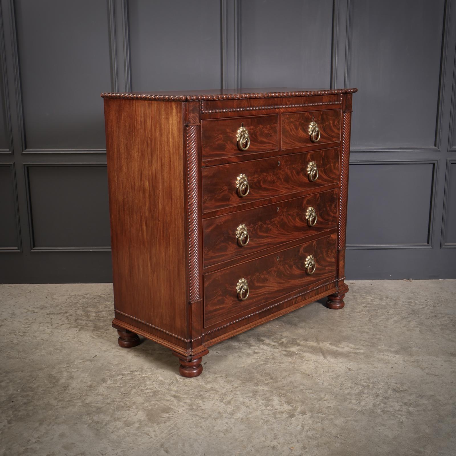 Antique Flame Mahogany Scottish Chest (1 of 14)
