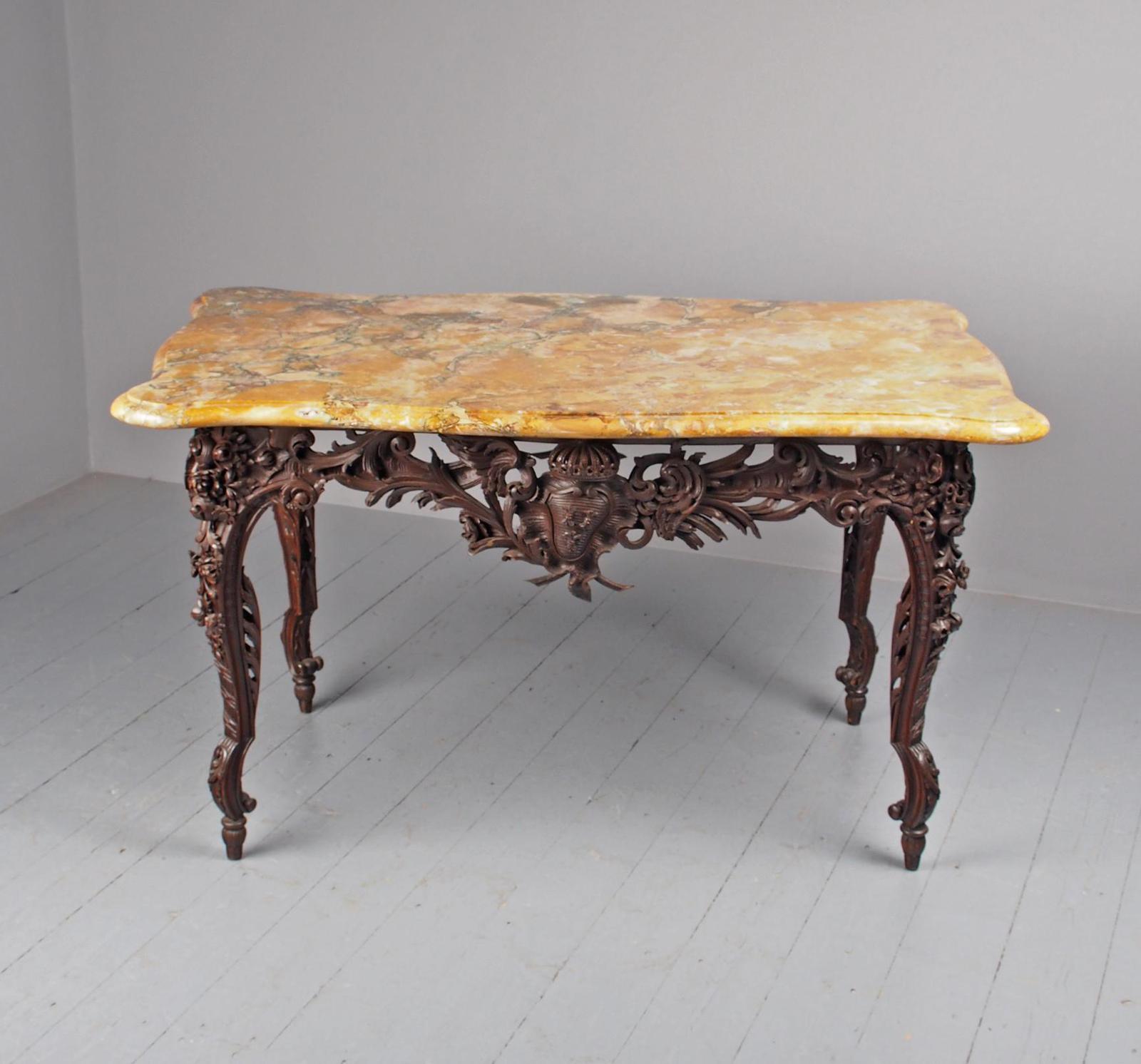 Victorian French Carved Fruitwood & Marble Top Console Table (1 of 19) Victorian French Carved Fruitwood & Marble Top Console Table (1 of 19)