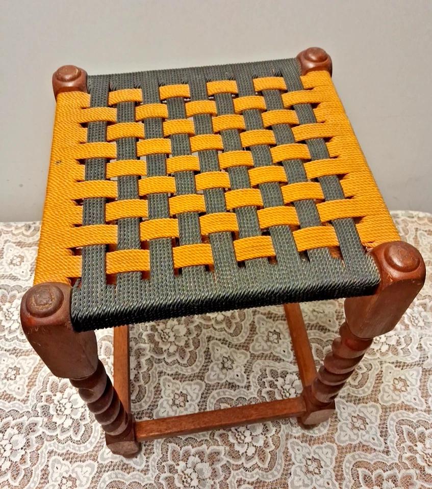 Vintage Woven Wood Foot Stool Fabulous Condition (1 of 6)