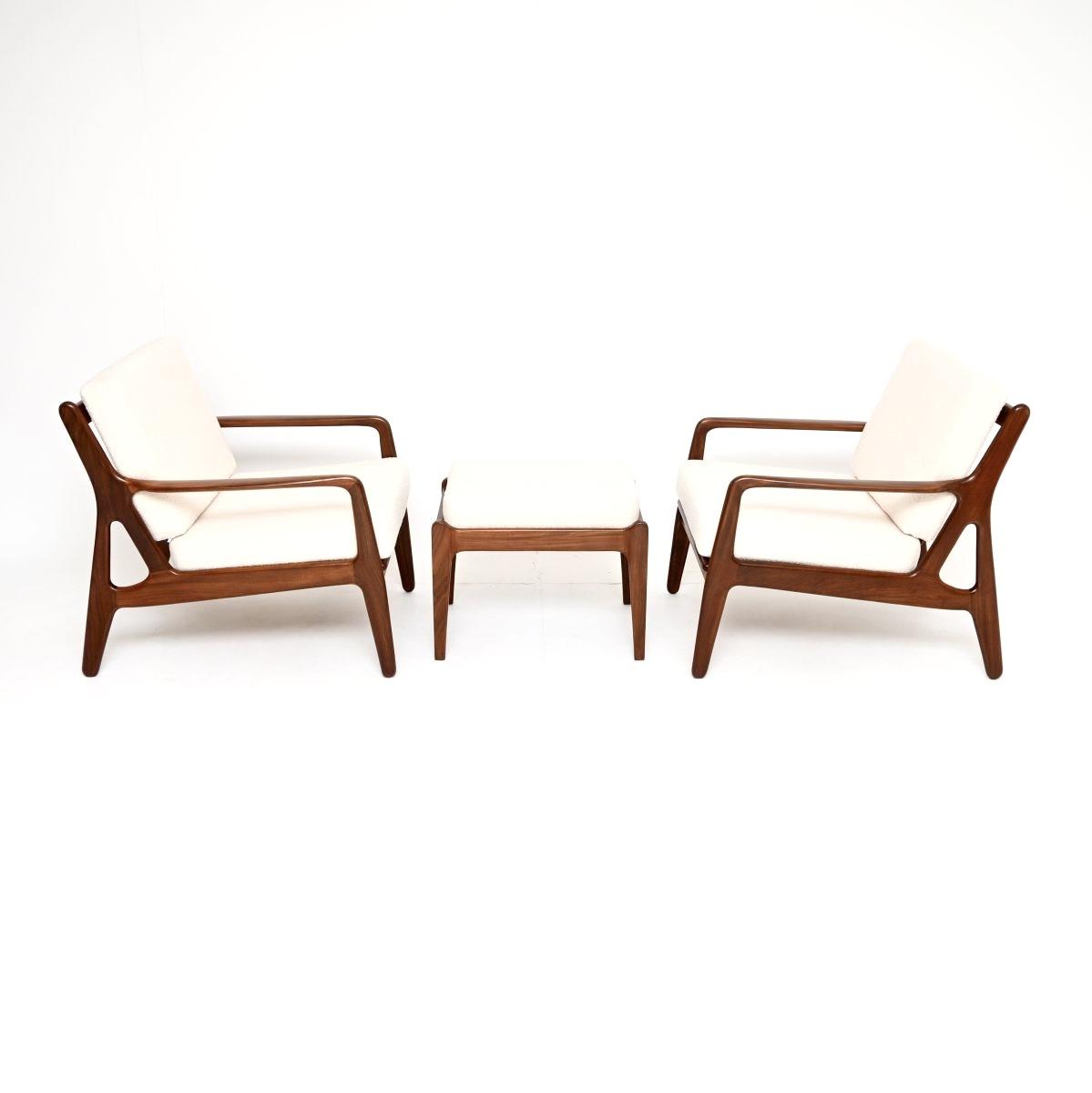 Pair of Danish Vintage Afromosia Armchairs & Stool by Arne Vodder (1 of 14) Pair of Danish Vintage Afromosia Armchairs & Stool by Arne Vodder (1 of 14)