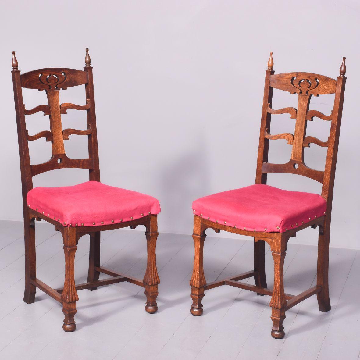 Pair of Scottish Art Nouveau Oak Chairs (1 of 8)