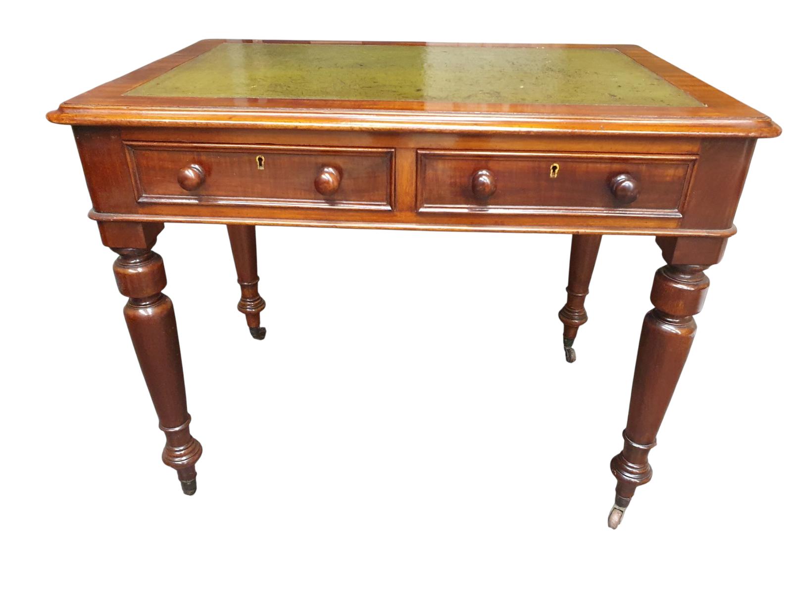2 Drawer Mahogany Writing Desk (1 of 9)