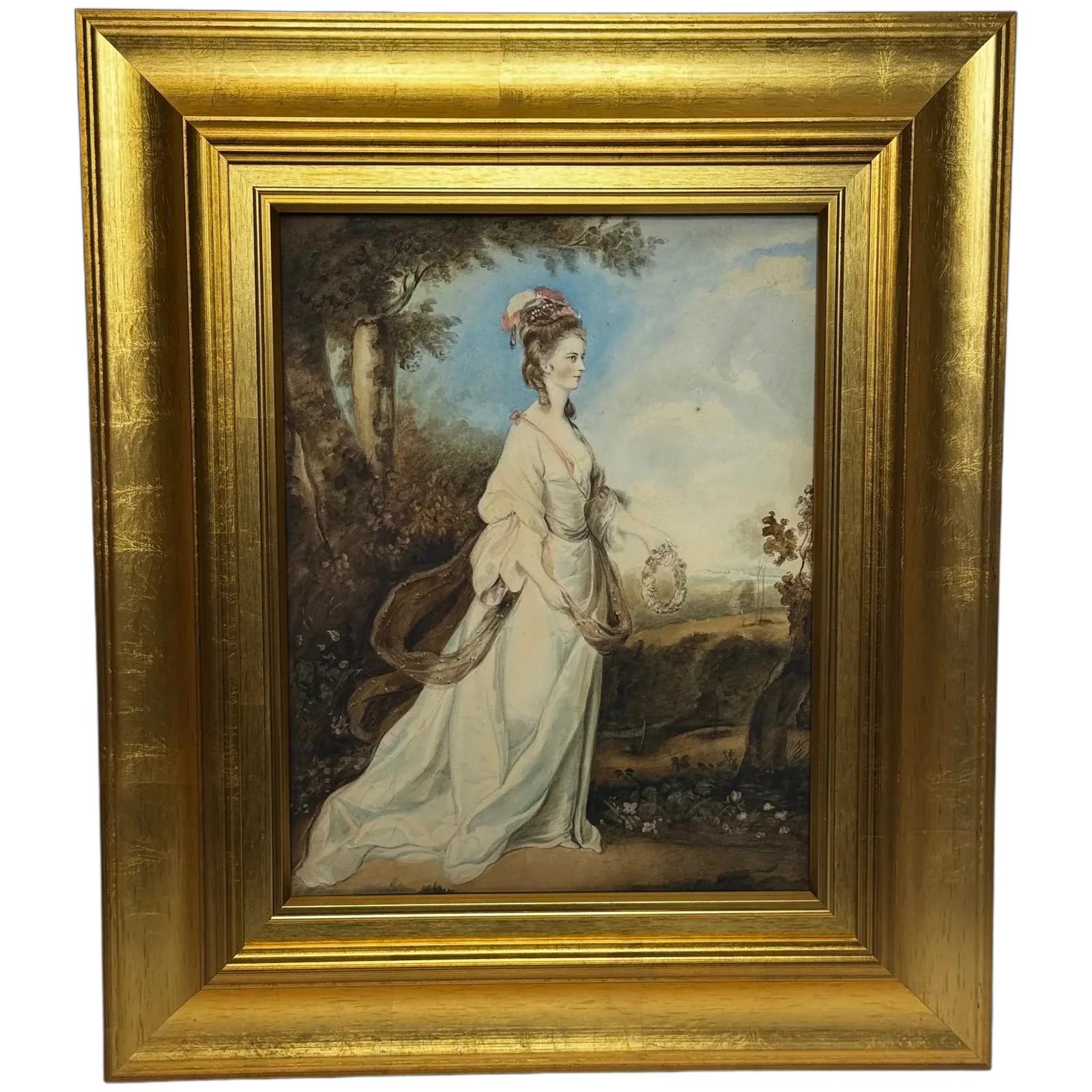 18th Century Painting Lady Jane Stanhope as Aurora  Watercolour (1 of 44)