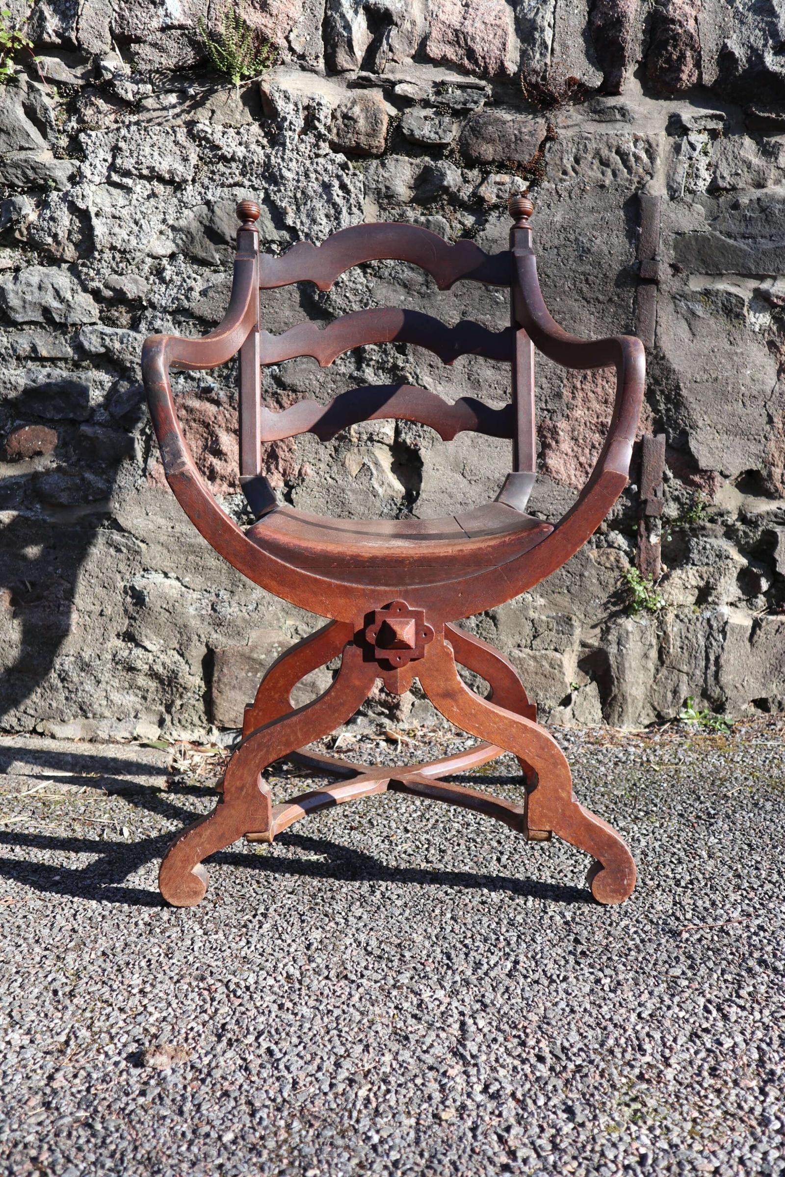 Late Victorian Ladder back X-frame armchair c.1900 (1 of 28)