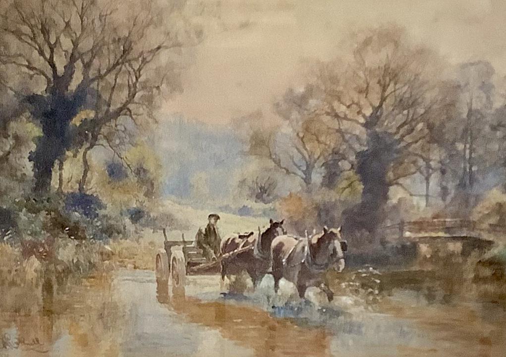 Ernest Pile Bucknall Watercolour’ crossing the ford’ (1 of 3)