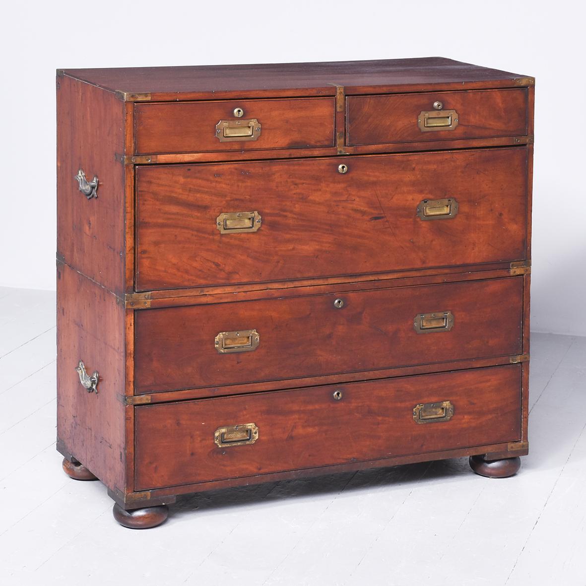 Quality Mid Victorian Mahogany Brass Bound Two-part Military Chest (1 of 11)