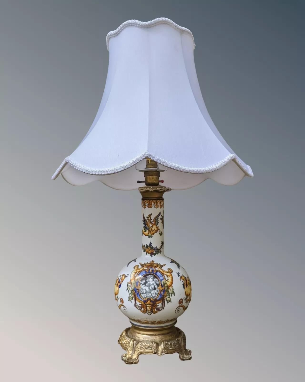 Antique Italian Majolica Table Lamp (1 of 6)