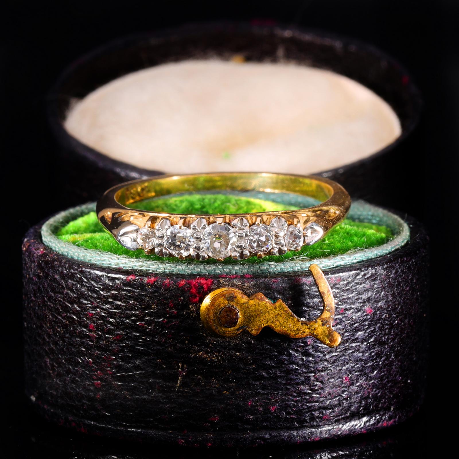 The Antique Victorian 5 Diamond Scroll Ring (1 of 11)