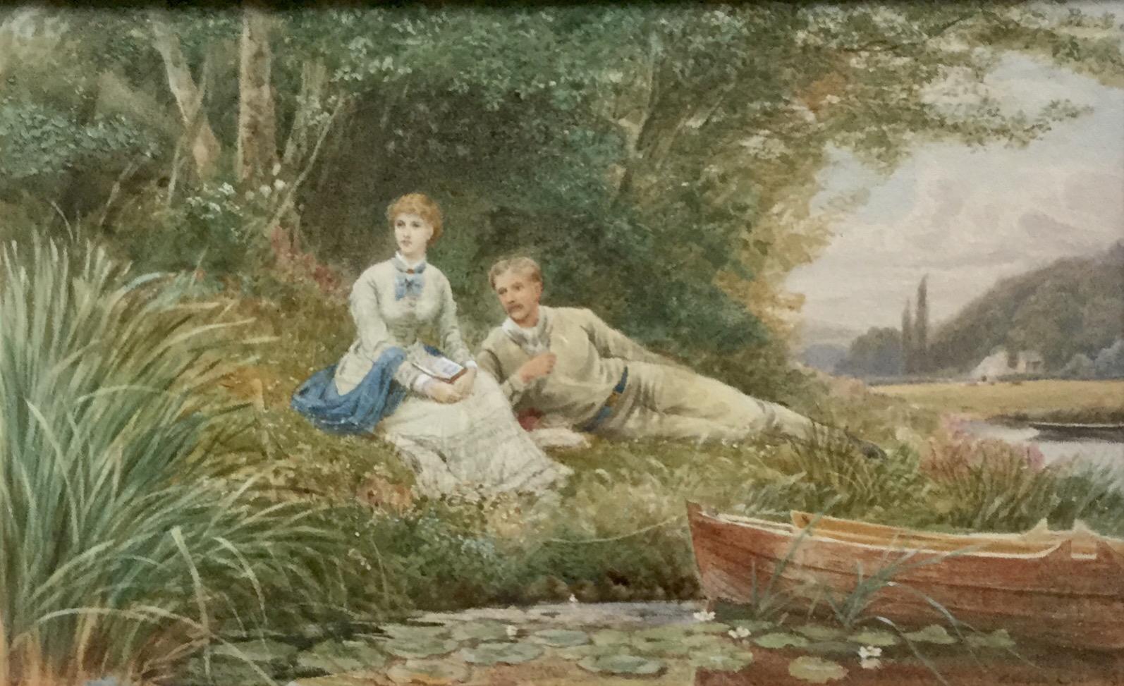 Ebenezer Wake Cook Watercolour - Summers Afternoon on the River (1 of 2)