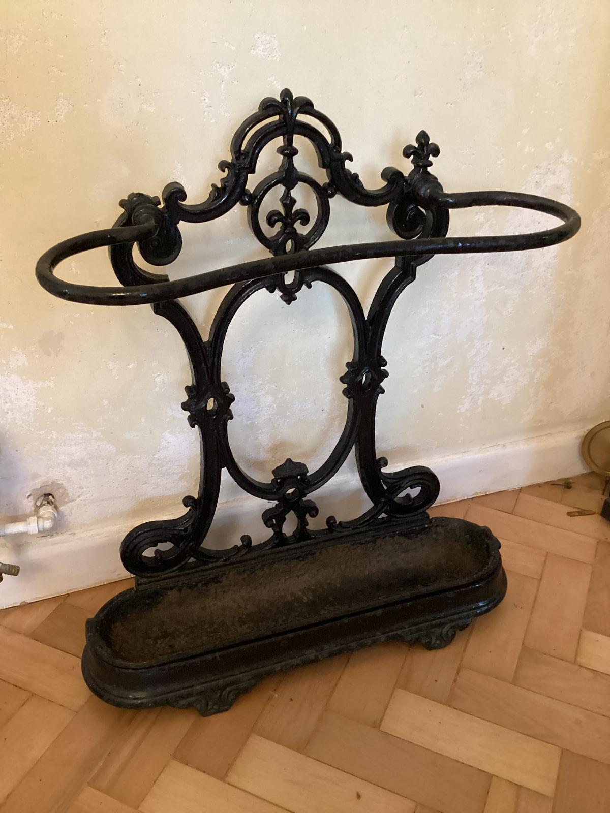 19th Century Black Painted Cast Iron Stick Stand (1 of 8)