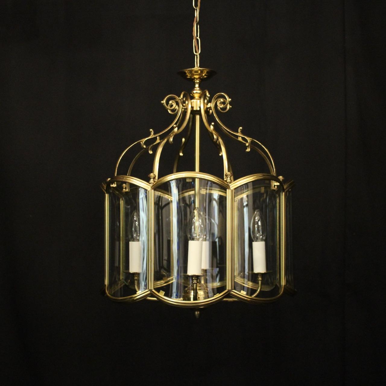 English Brass 4 Light Convex Hall Lantern (1 of 10) English Brass 4 Light Convex Hall Lantern (1 of 10)
