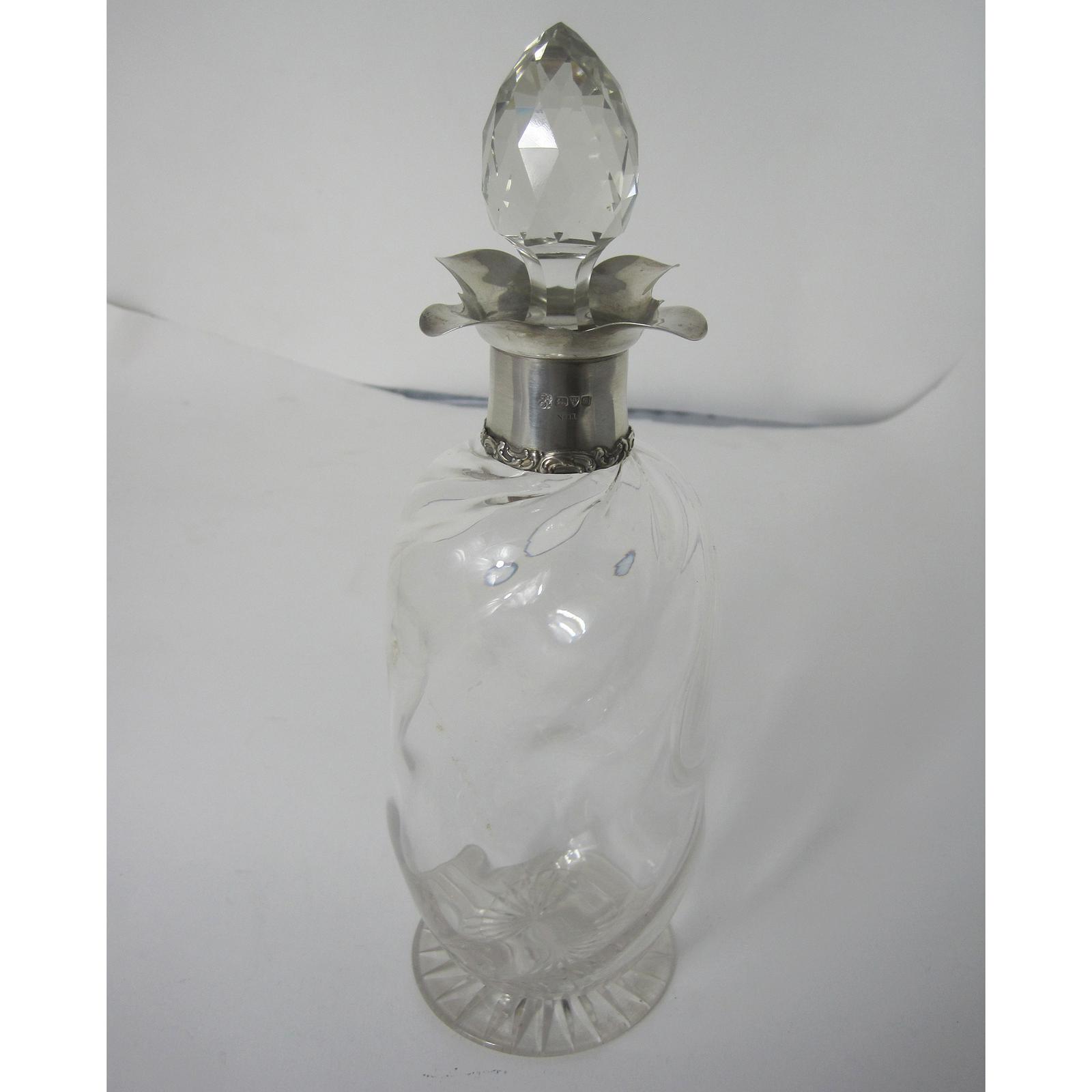 Late Victorian Chester Silver Neck Glass Decanter (1 of 5)