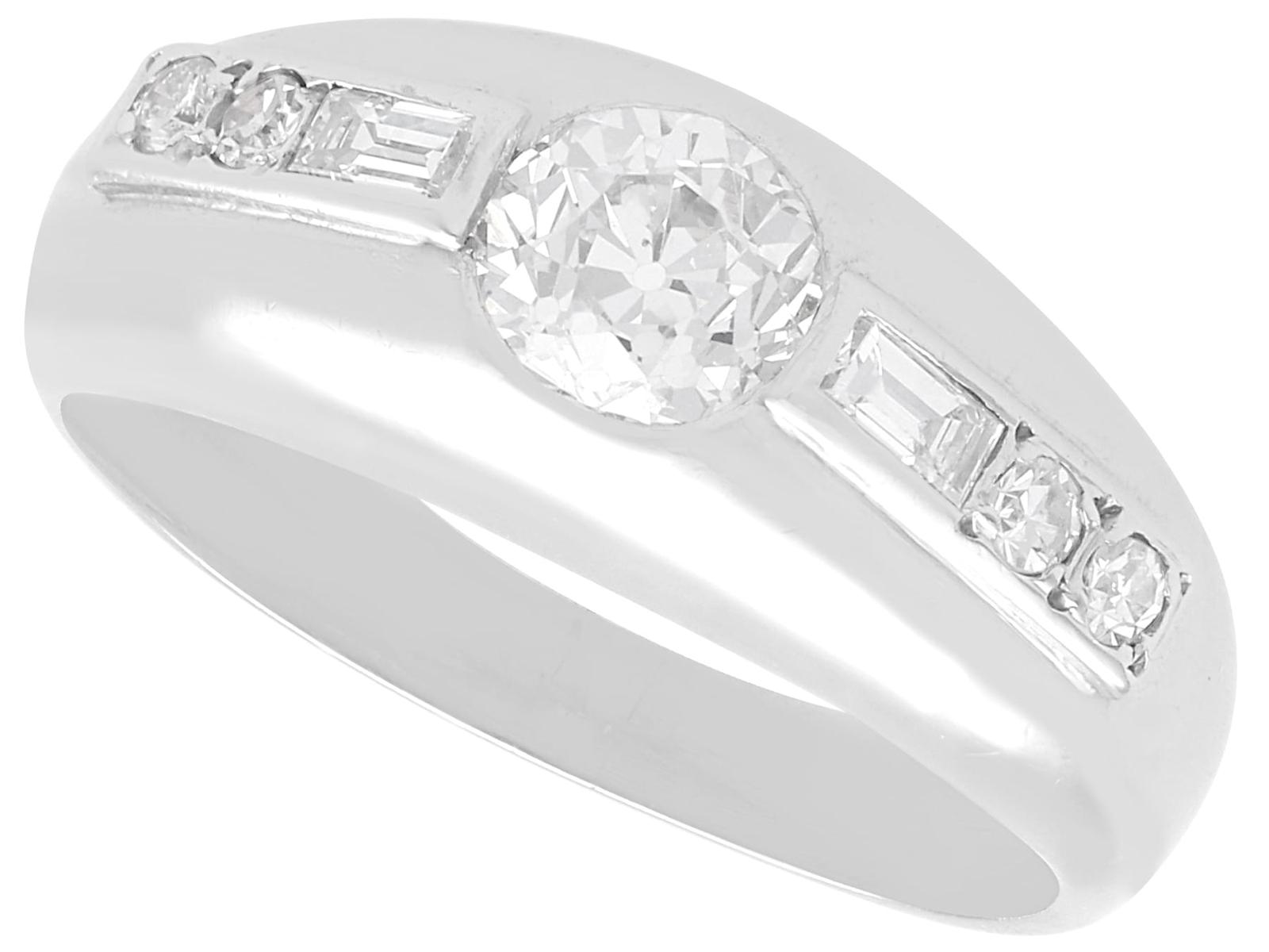 Vintage 0.82ct Diamond & Platinum Ring c.1940 (1 of 10)