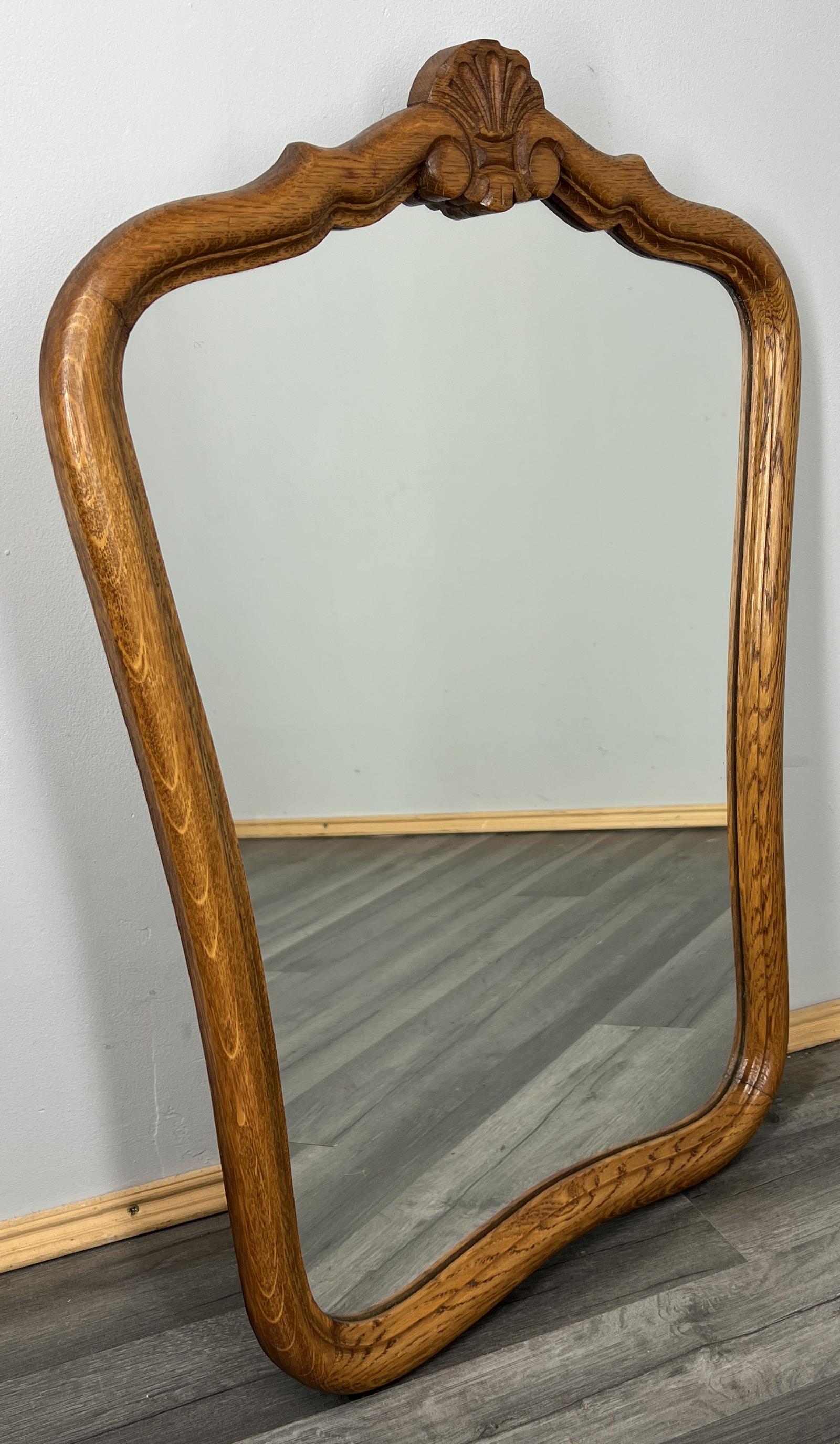 Vintage French Oak Wall Mirror with Carved Frame Shell Crest (1 of 5) Vintage French Oak Wall Mirror with Carved Frame Shell Crest (1 of 5)